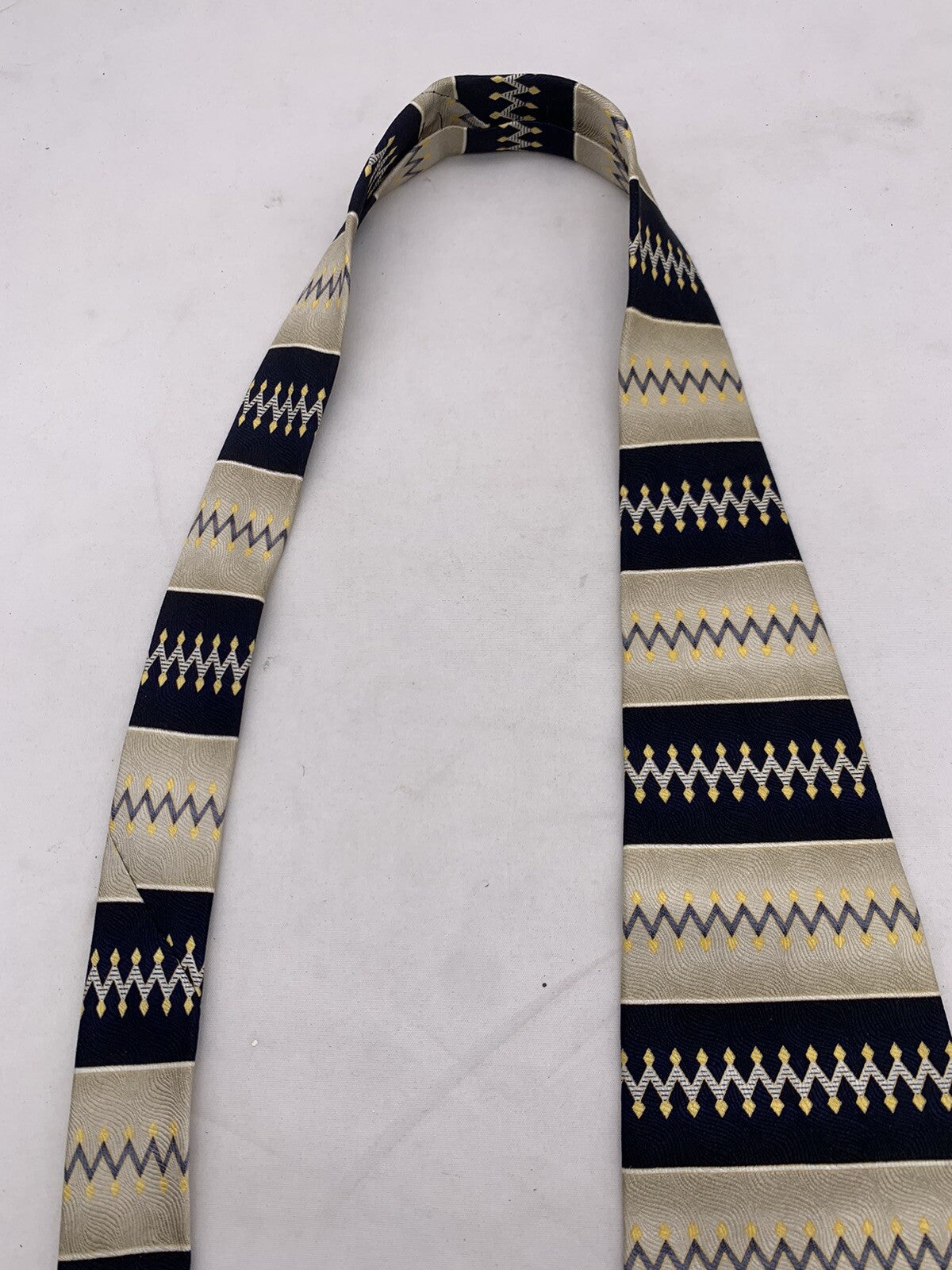 DiMoggio Navy Blue Silver Gold 62” Men’s Geometric Tie