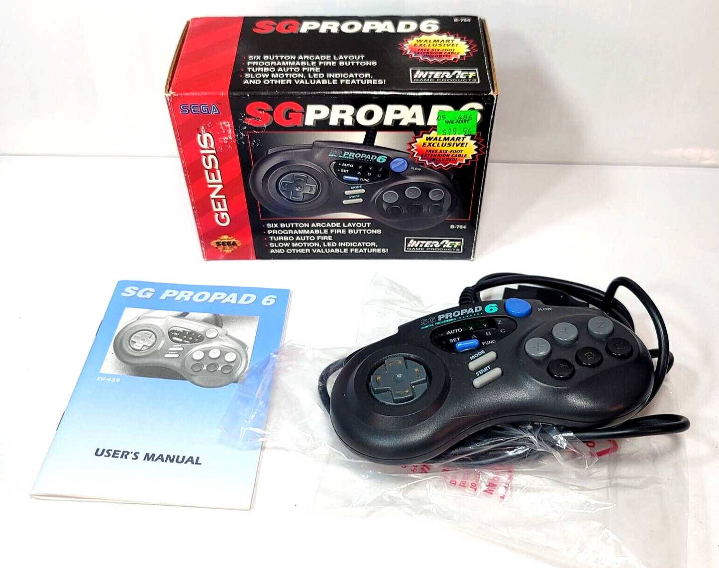 Interact SG ProPad 6 Sega Genesis Controller with Box, Manual, and Registration