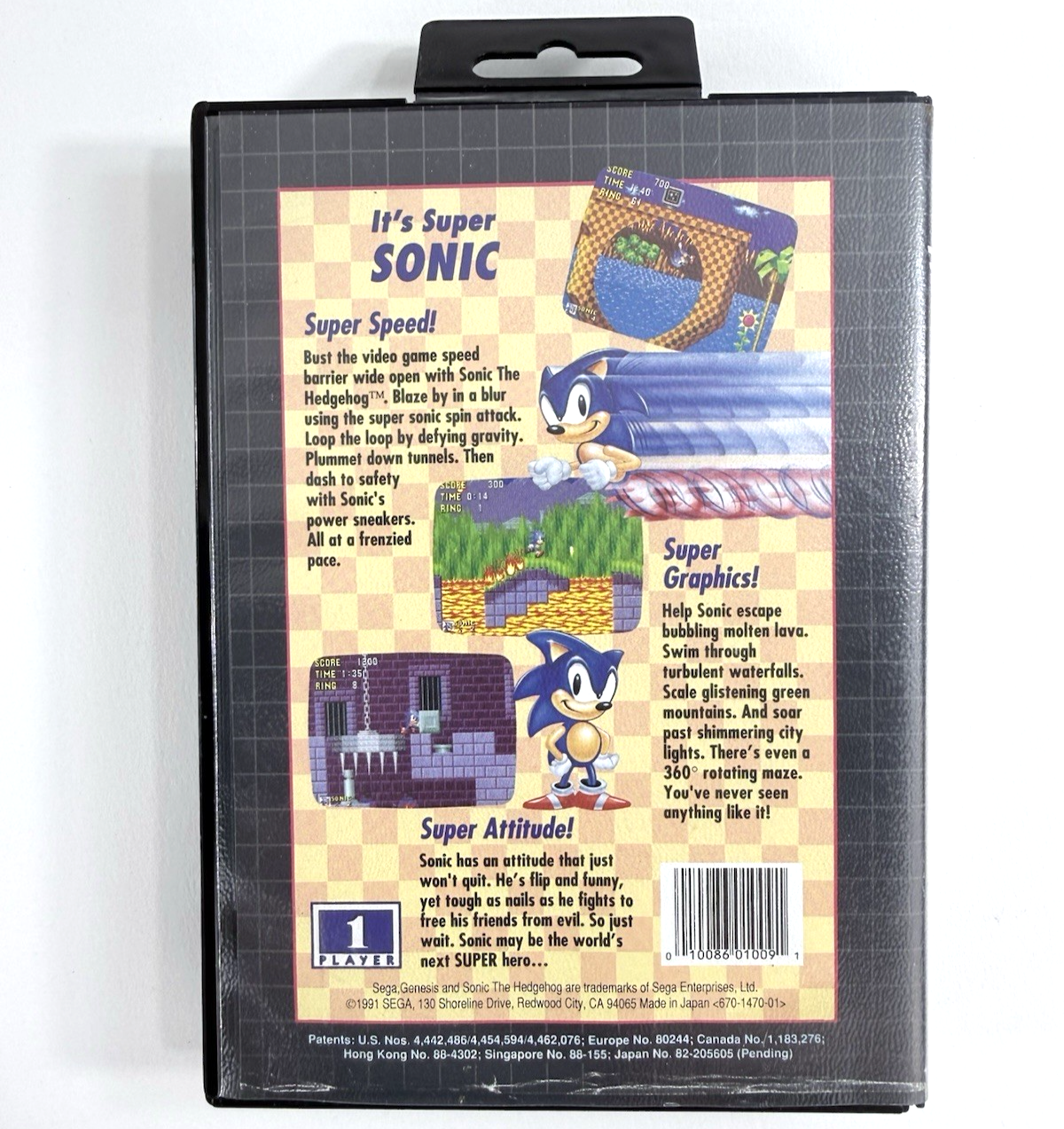 Sonic The Hedgehog (Sega Genesis, 1991) Original Retail Case & Manual - No Game