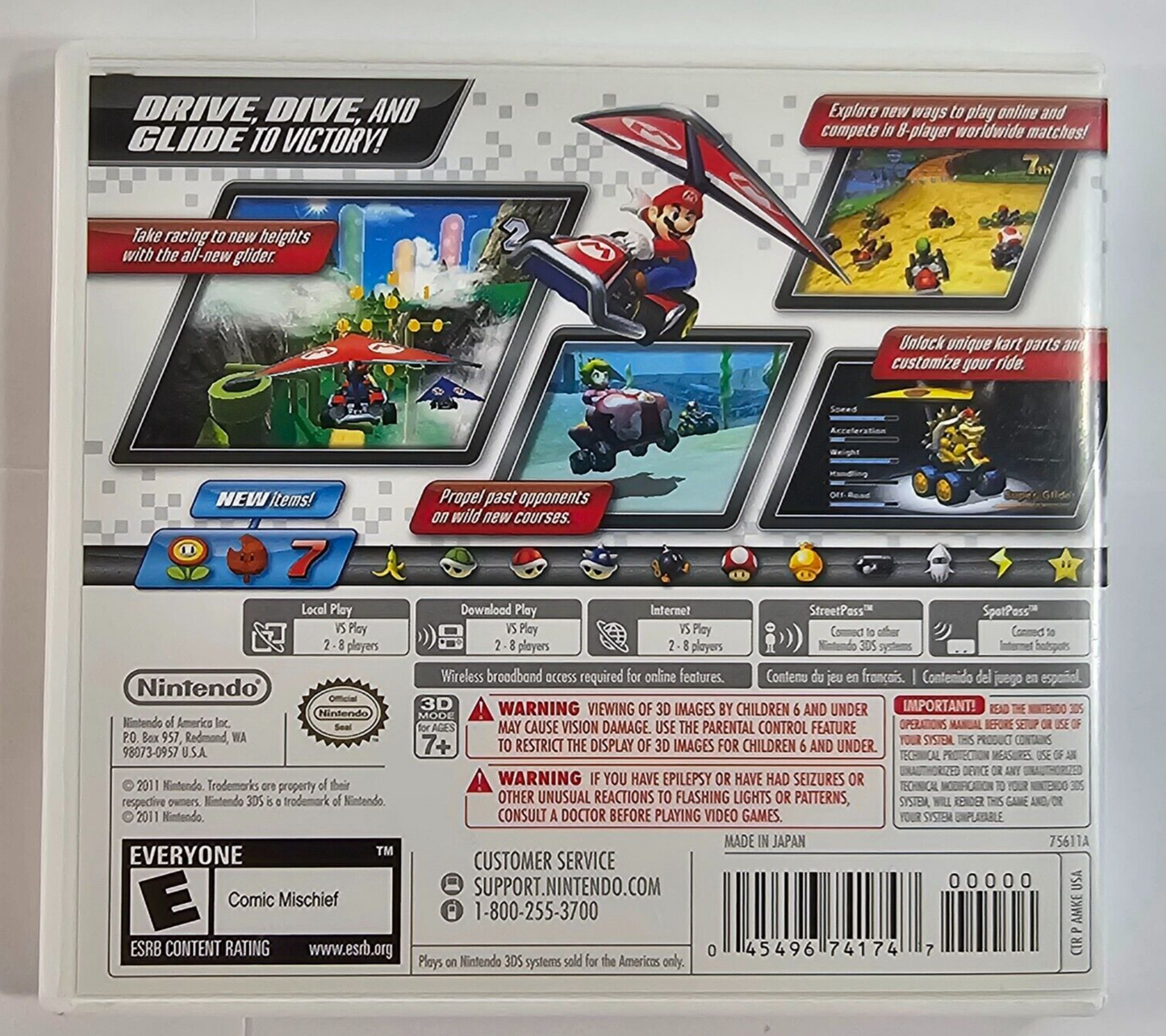 Mario Kart 7 (Nintendo 3DS, 2011) Game Case Manual Inserts - Tested and Working