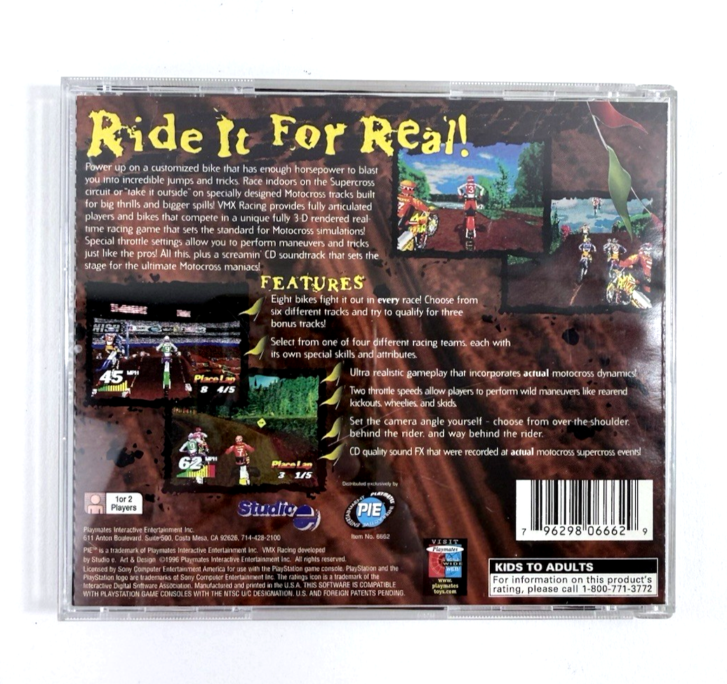 VMX Racing (PlayStation 1, 1996) Game Case Manual Registration Card - Tested