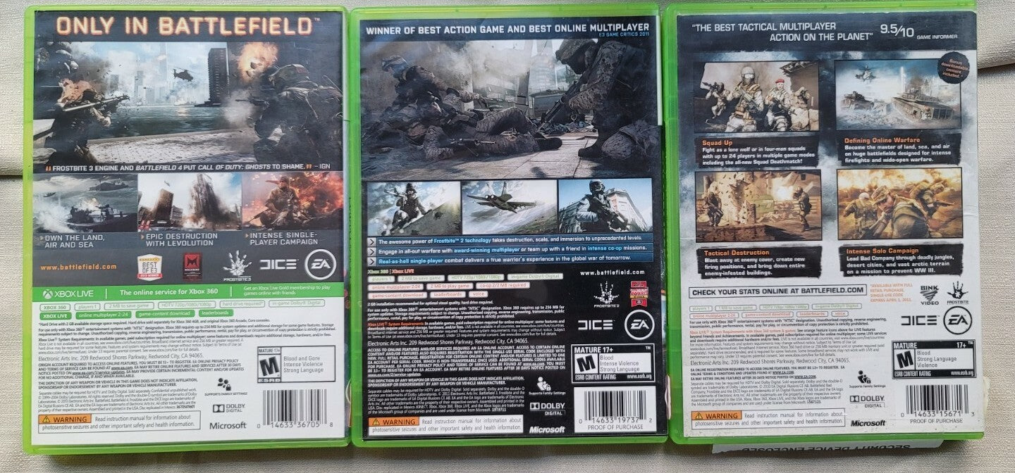 Battlefield Collection  (Microsoft Xbox 360, 2011)2 Bad Company , 3, 4