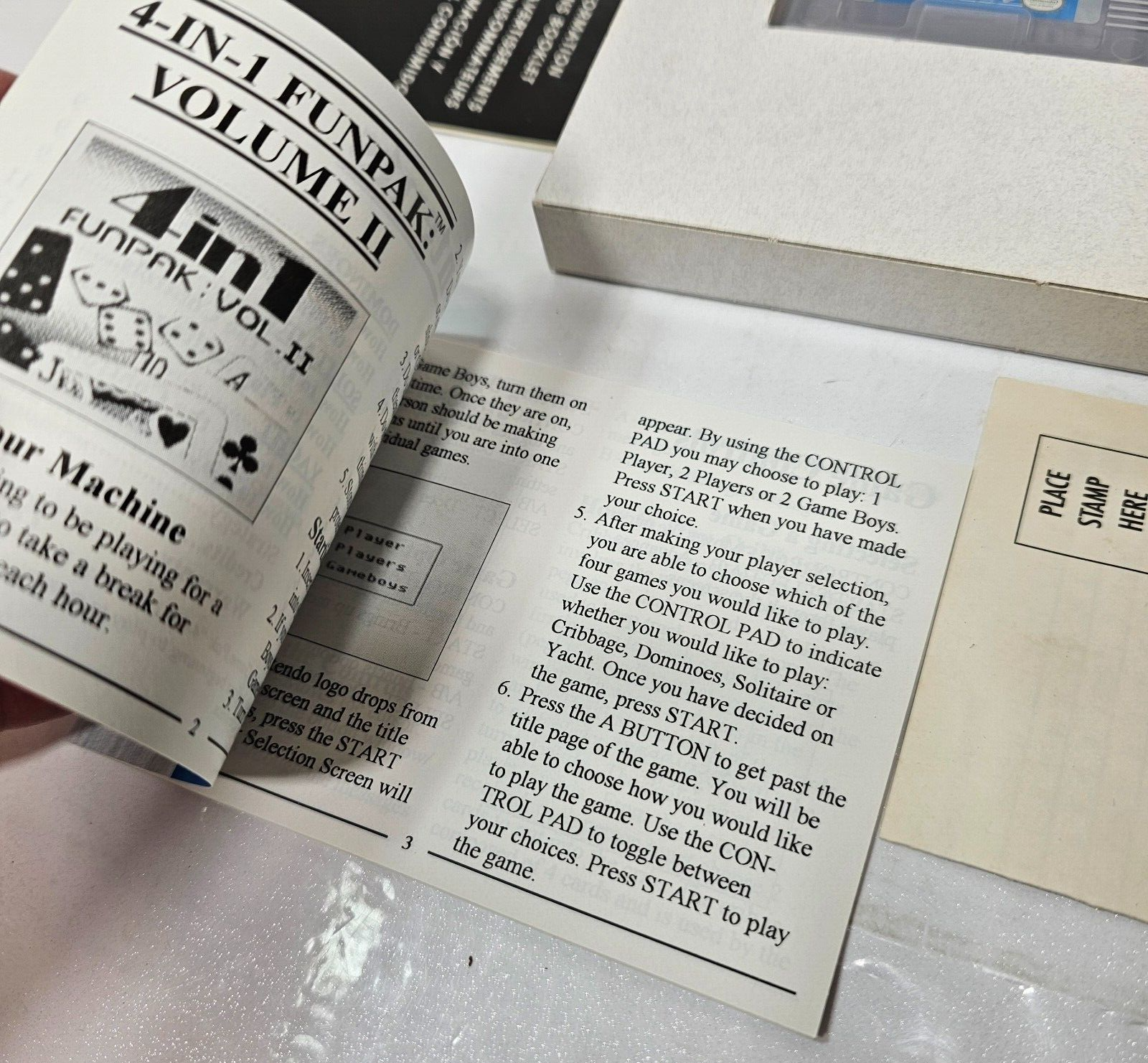 4 in 1 Funpak Volume II (GameBoy, 1993) Game Box Manual Inserts Registration