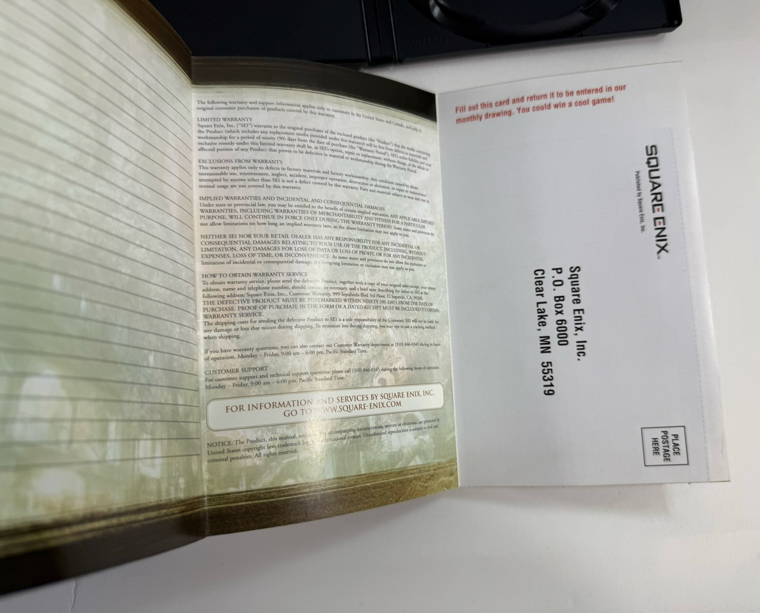 Final Fantasy XII (PlayStation 2, 2006) Game Case Manual Registration - Tested