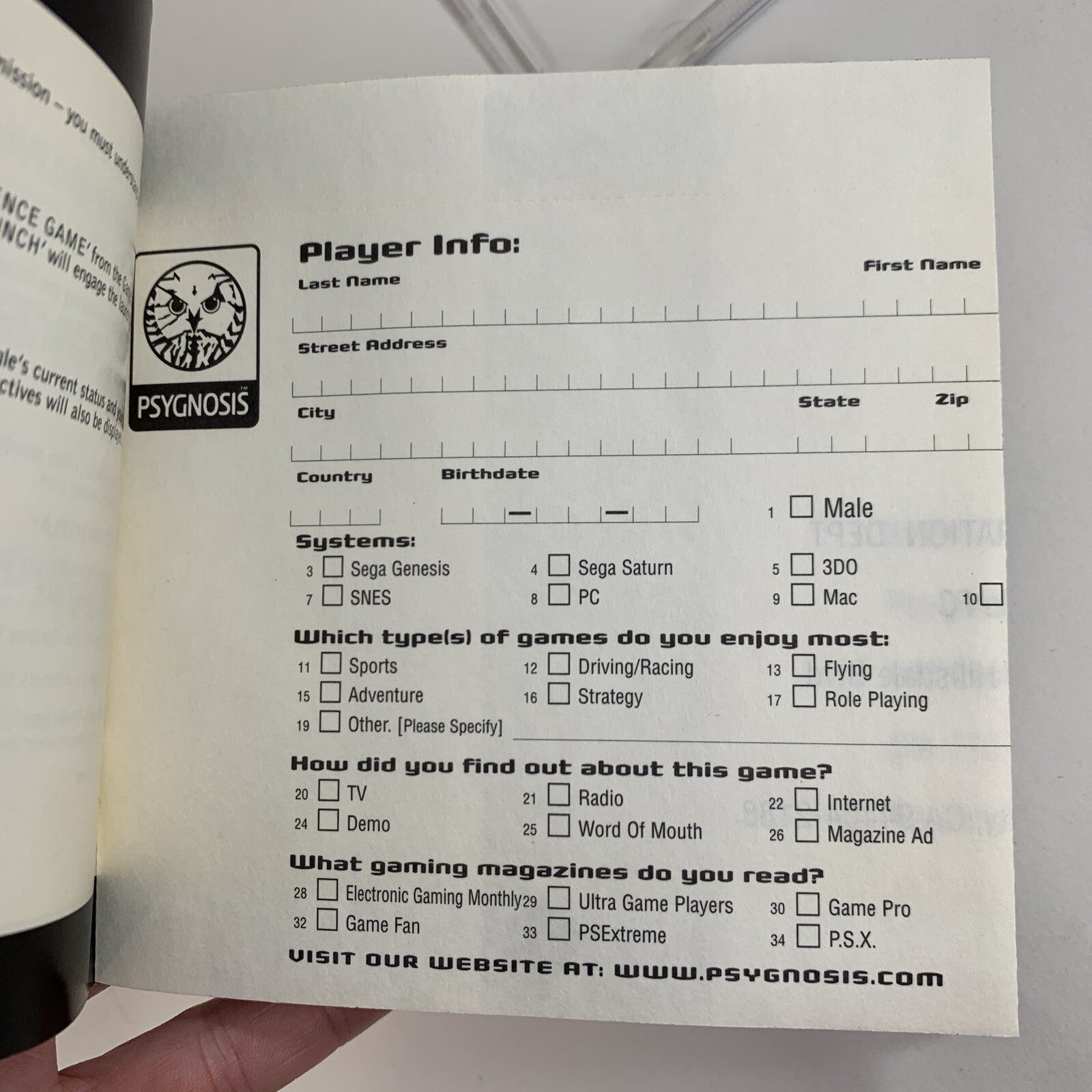 Colony Wars: Vengeance (Sony PlayStation 1, 1998) Game Case Manual Registration