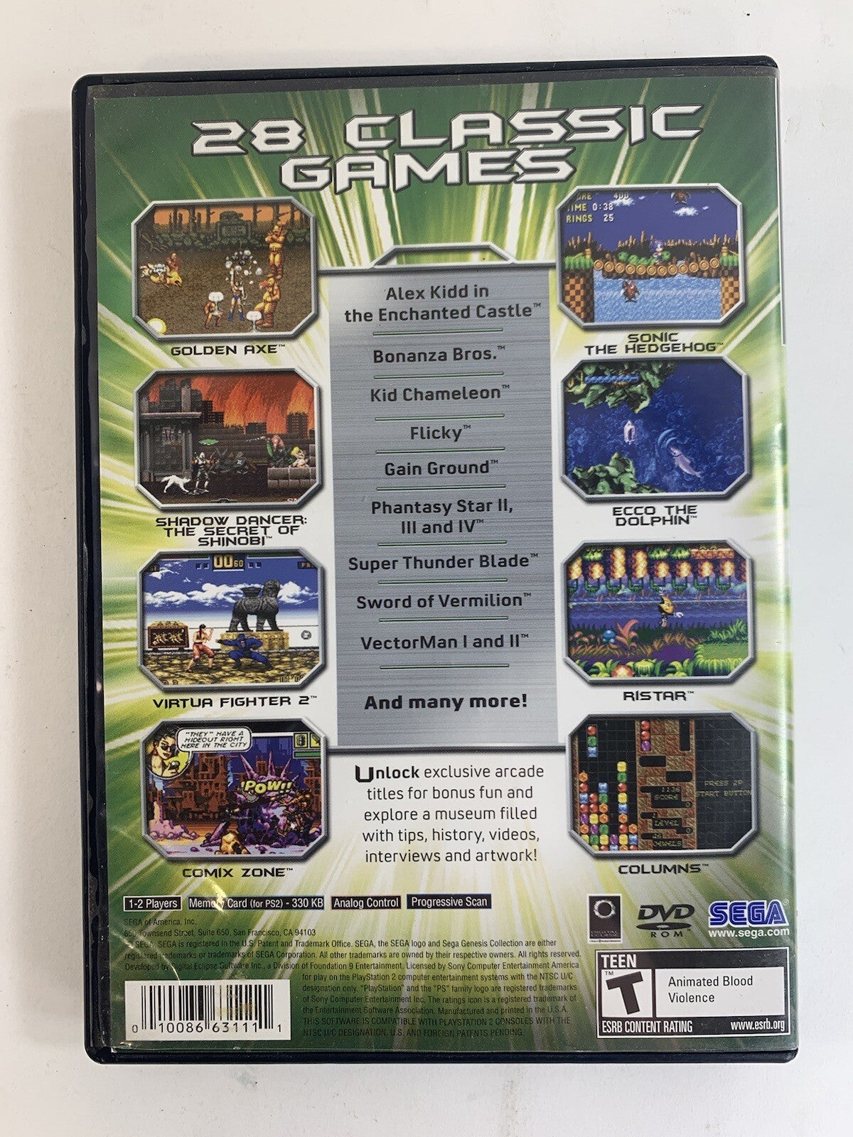 Sega Genesis Collection (Sony PlayStation 2, 2006) Game Case Manual CIB