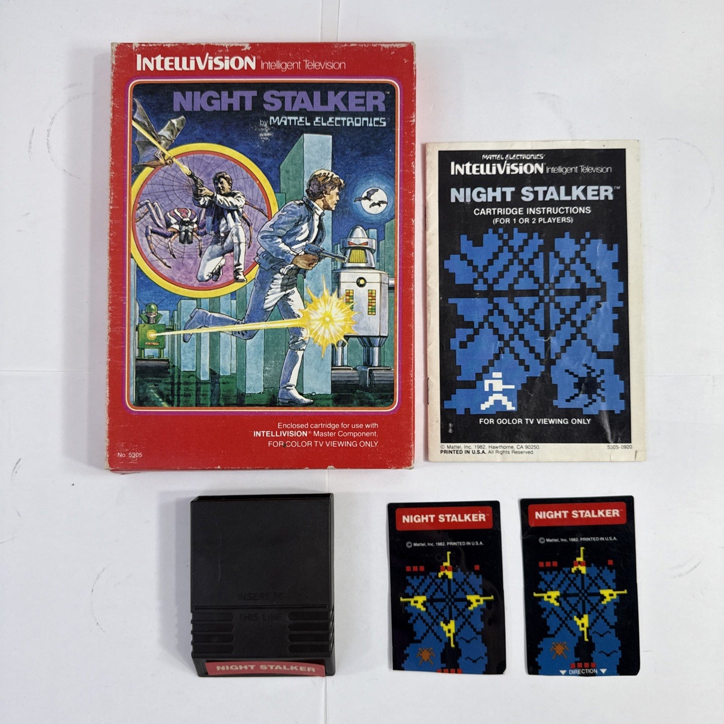 Night Stalker (Intellivision, 1982) Game Case Manual Overlays - Tested