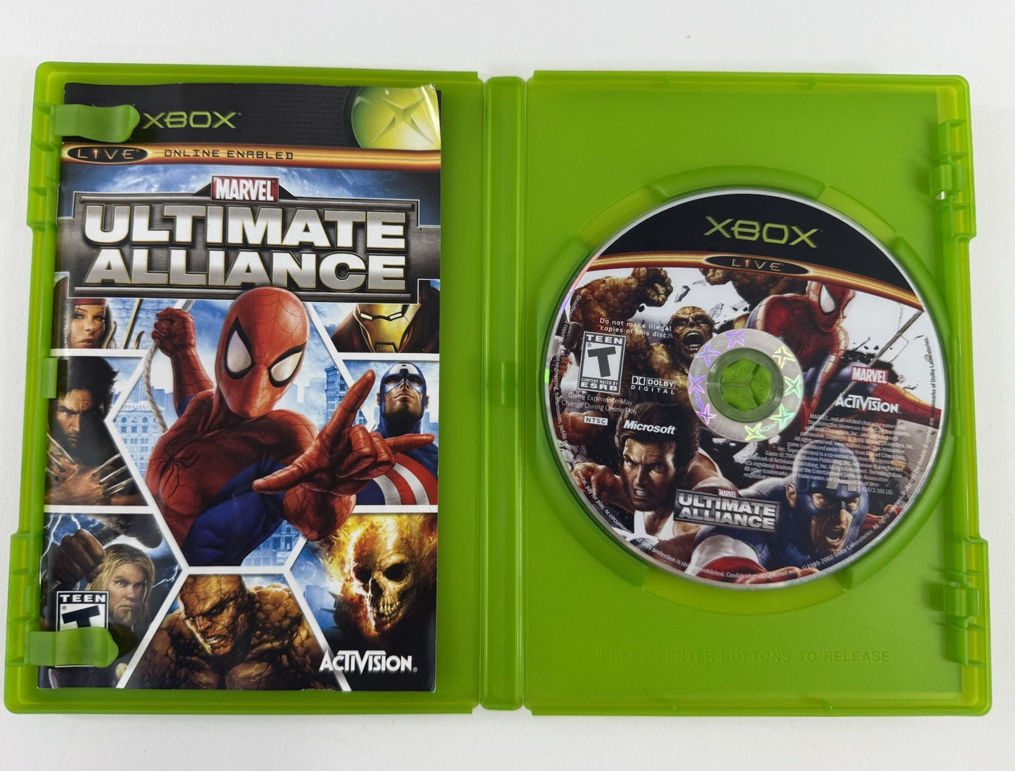 Marvel: Ultimate Alliance (Microsoft Xbox, 2006) Game Case Manual - Tested
