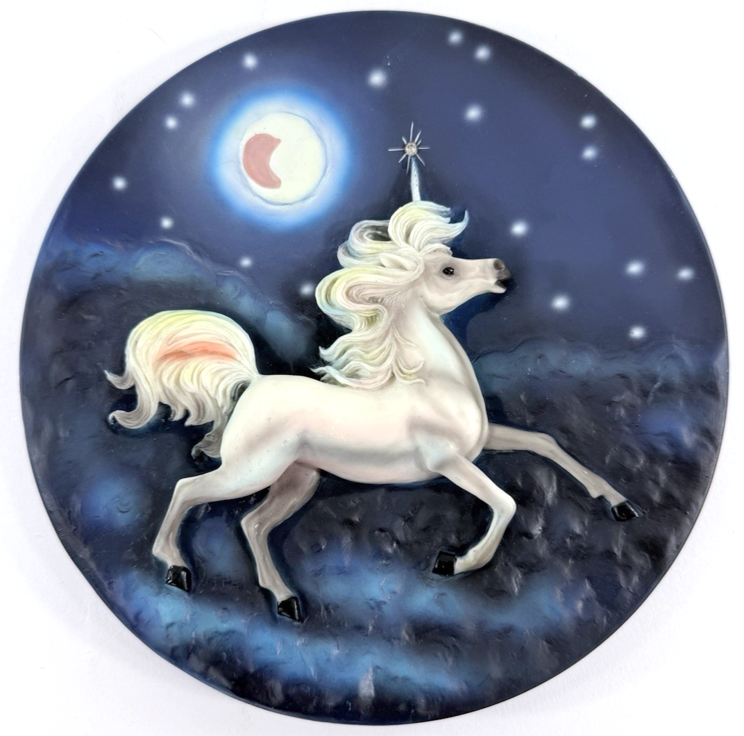 Whimsical 7.5” Moonlit Unicorn Textured Decorative Plate