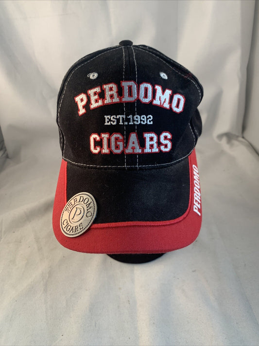 Perdomo Cigars Adjustable Baseball Cap Hat w/ Bottle Opener Black & Red