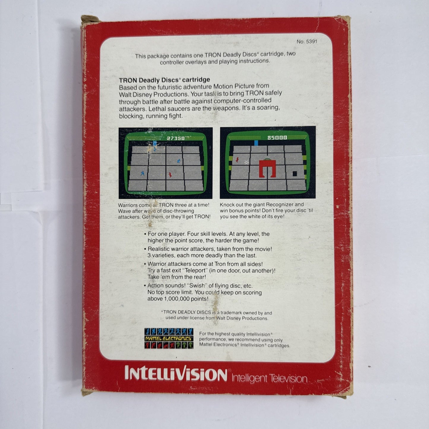 Tron Deadly Discs (Intellivision, 1982) Game Box Manual Overlay - Tested