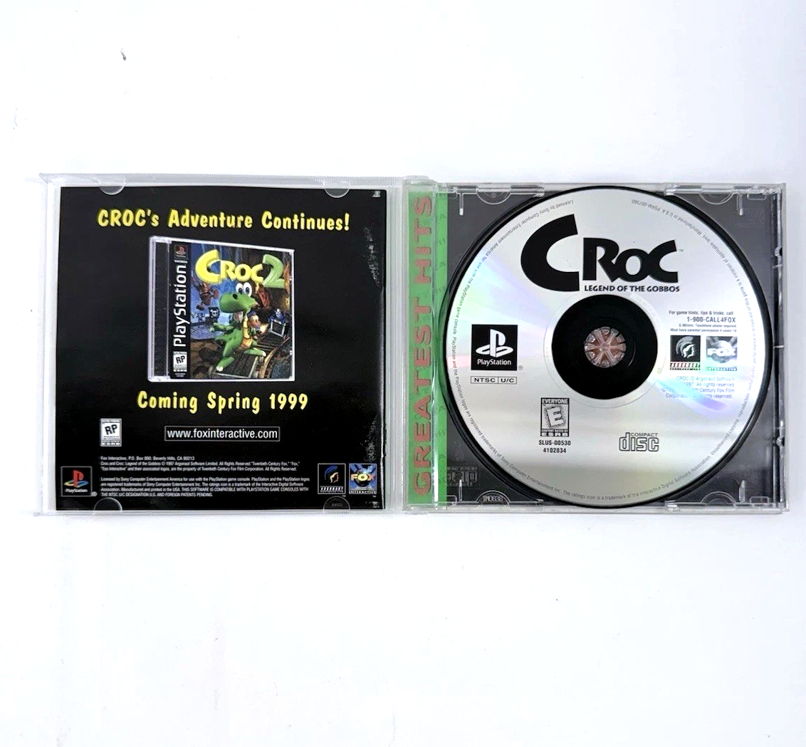 Croc: Legend of the Gobbos (PlayStation 1, 1998) Game Case Manual Registration