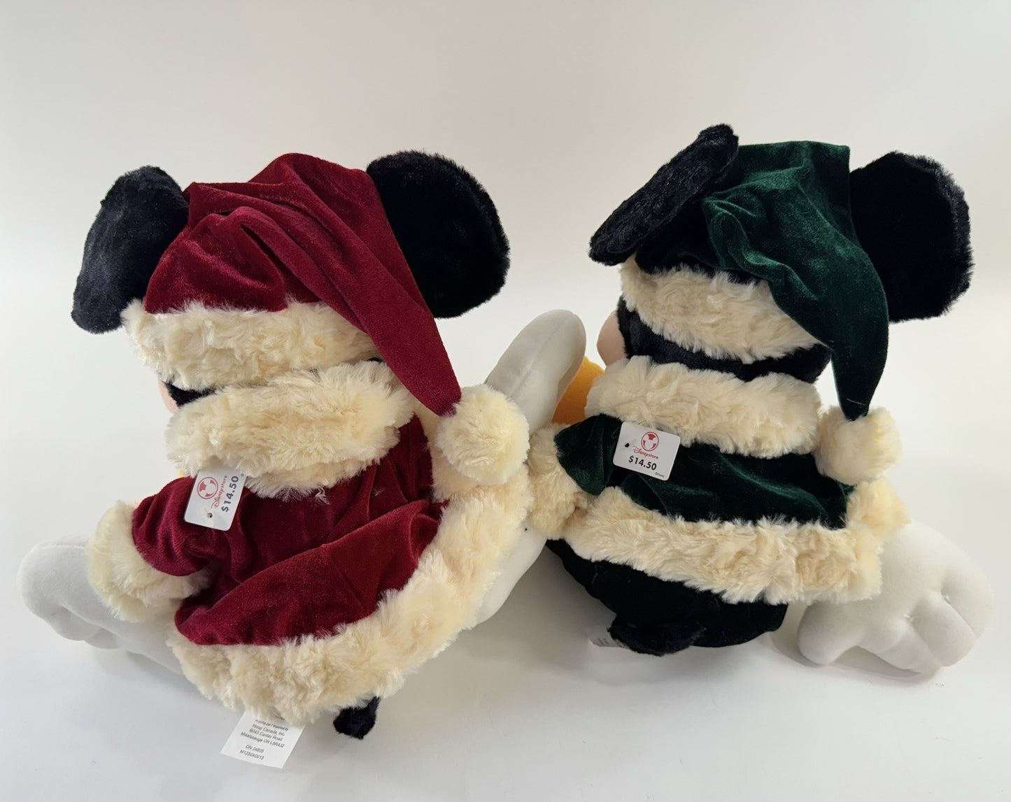 Disney Store Mickey Traditions Christmas 12" Mickey and Minnie Velvet Plush Set