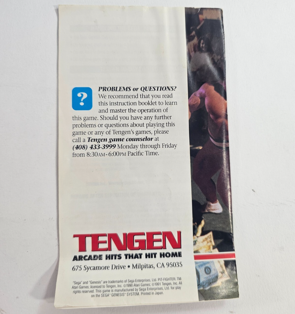 Pit-Fighter (Sega Genesis, 1991) Game Case Manual - Tested and Working