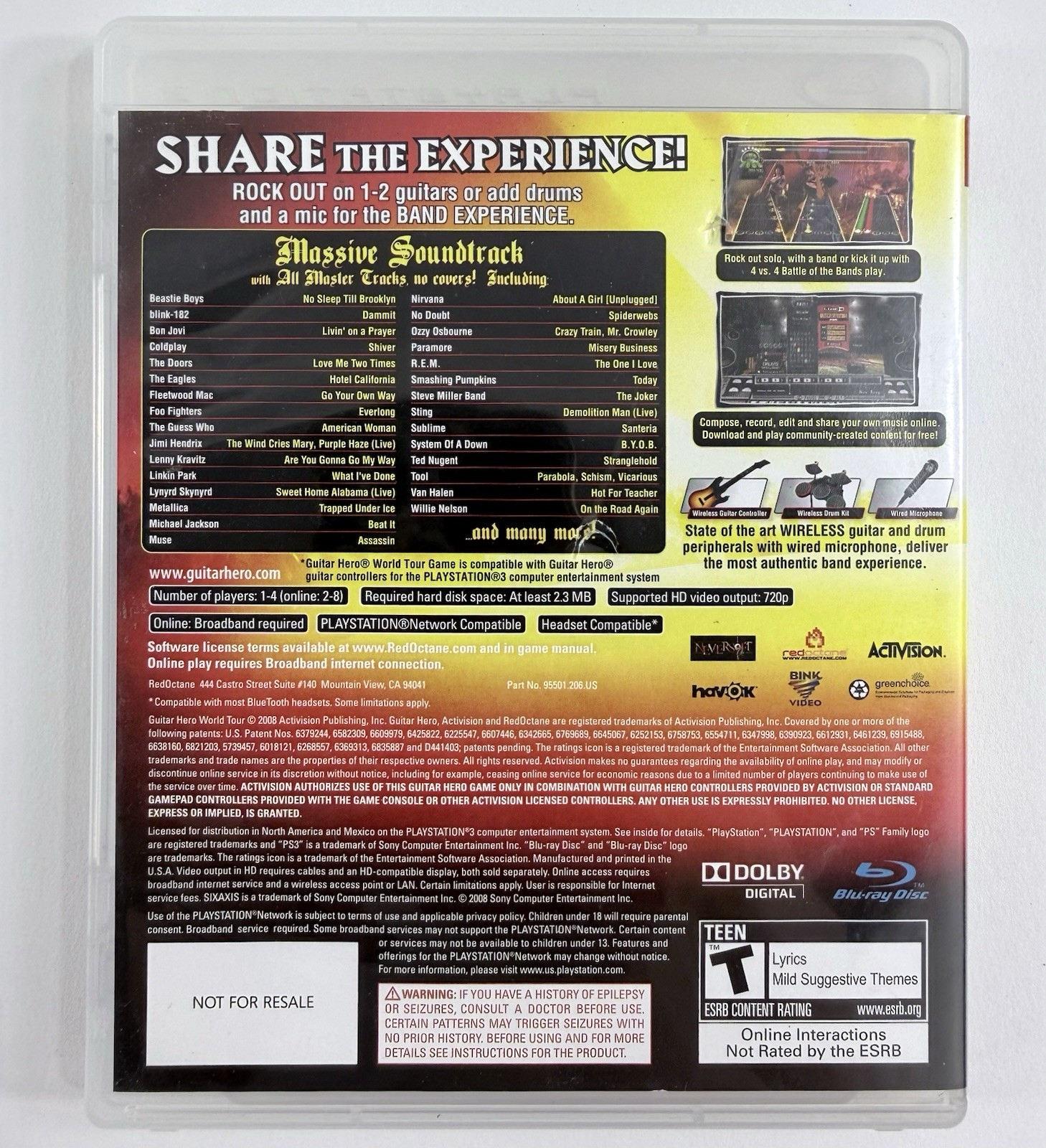 Guitar Hero World Tour (Sony PlayStation 3, 2008) Game, Case and Manual - Tested