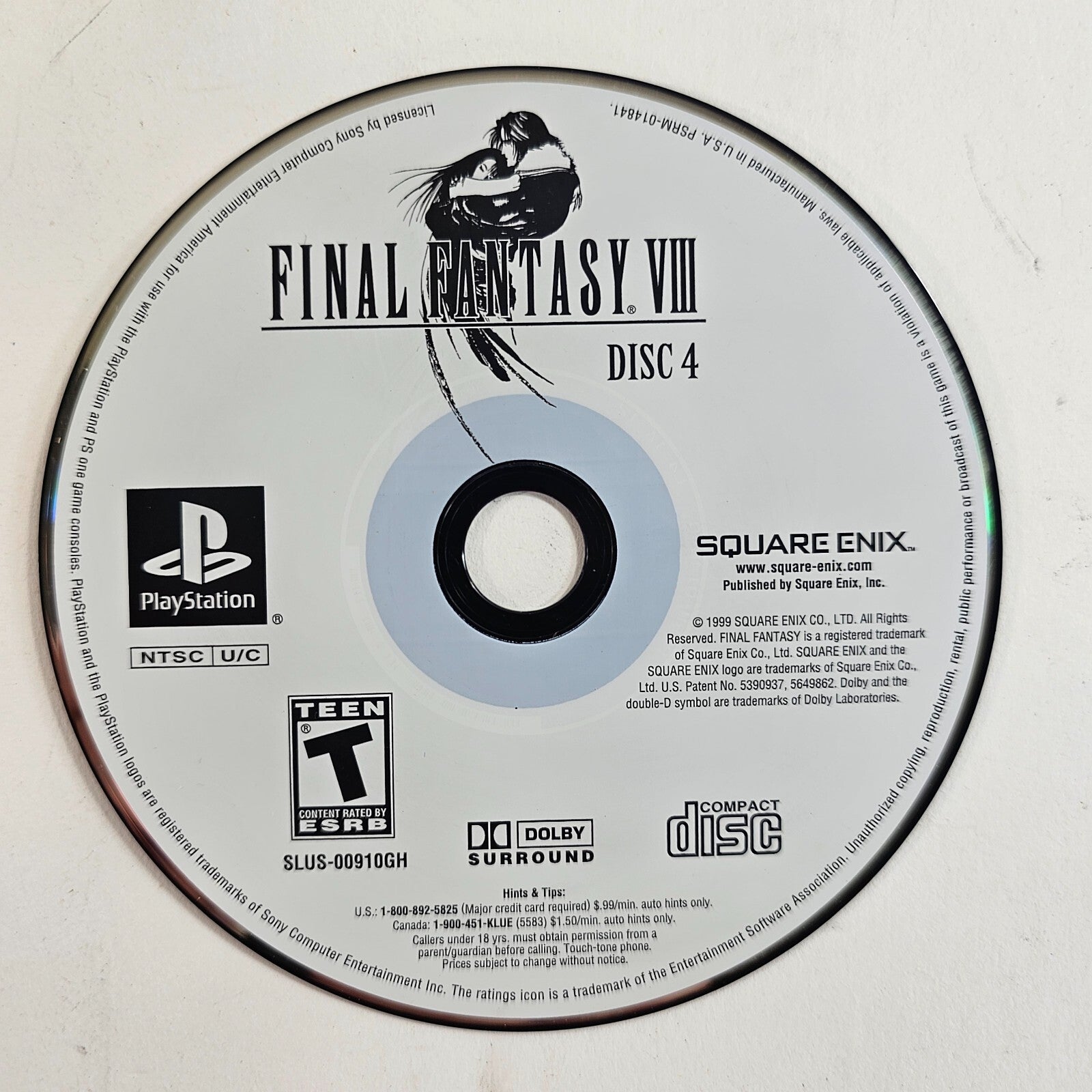 Final Fantasy VIII (PlayStation 1, 1999) Discs Case Manual Registration - Tested