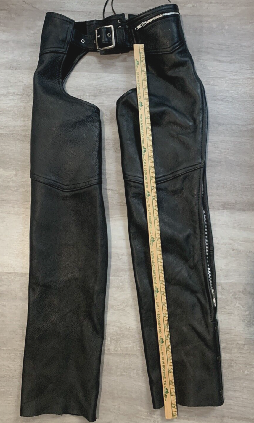 Genuine Leather Size Small Motorcycle Chaps - Made in USA - Unbranded