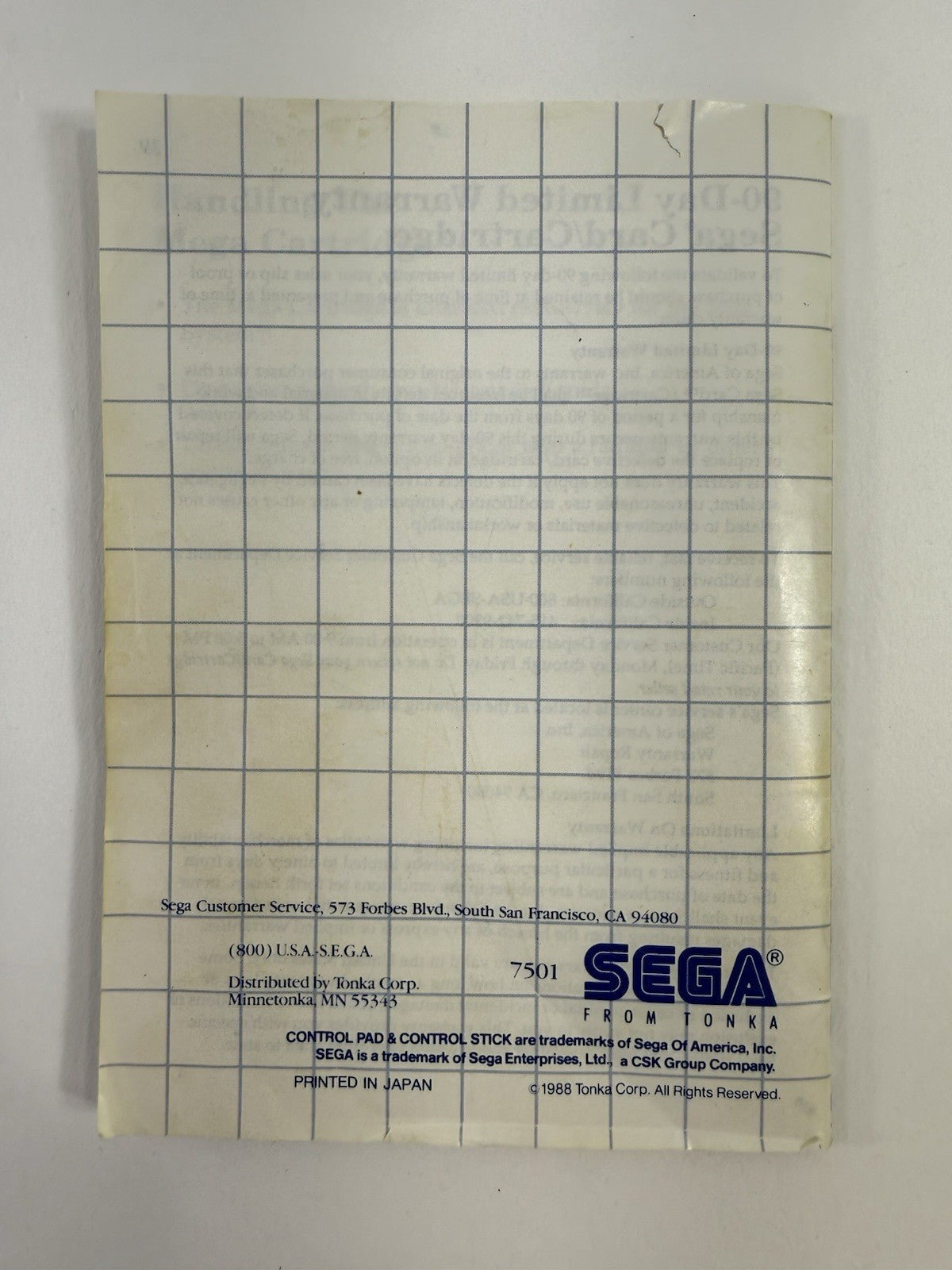 YS: The Vanished Omens (Sega Master System, 1988) Case And Manual Only - No Game