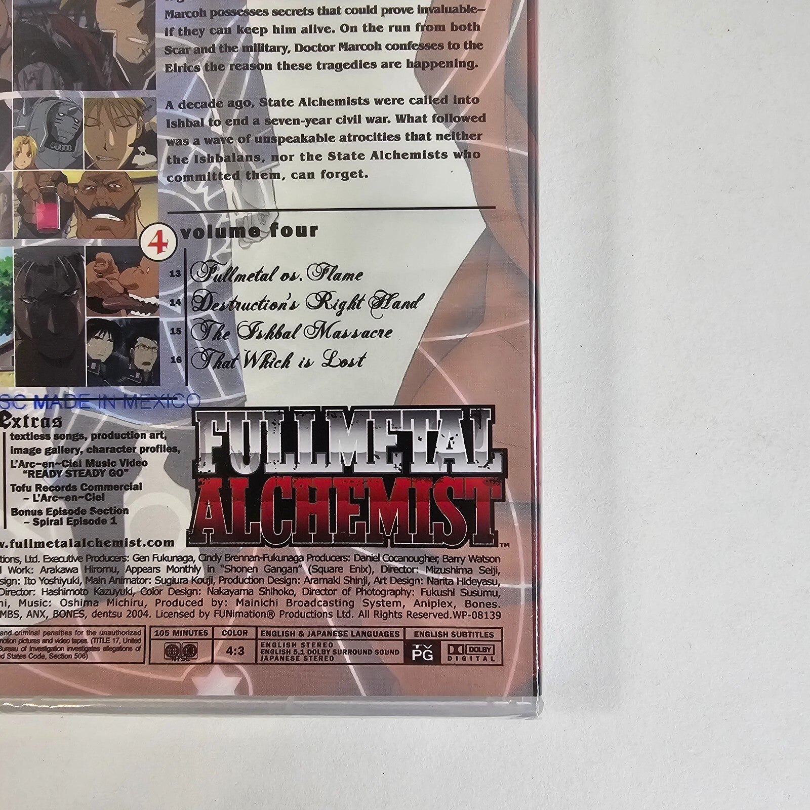 Fullmetal Alchemist - Vol. 4: The Fall of Ishbal (DVD, 2007, Viridian) NEW
