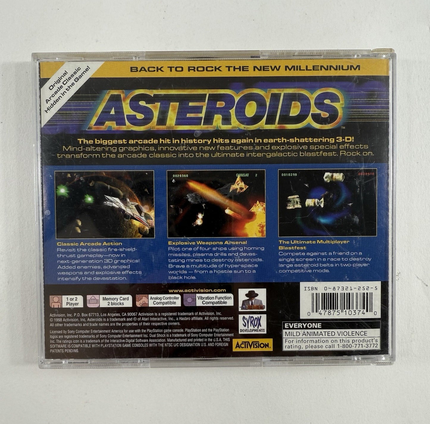 Asteroids (Sony PlayStation 1, 1998) Game Case Manual Registration Card - Tested