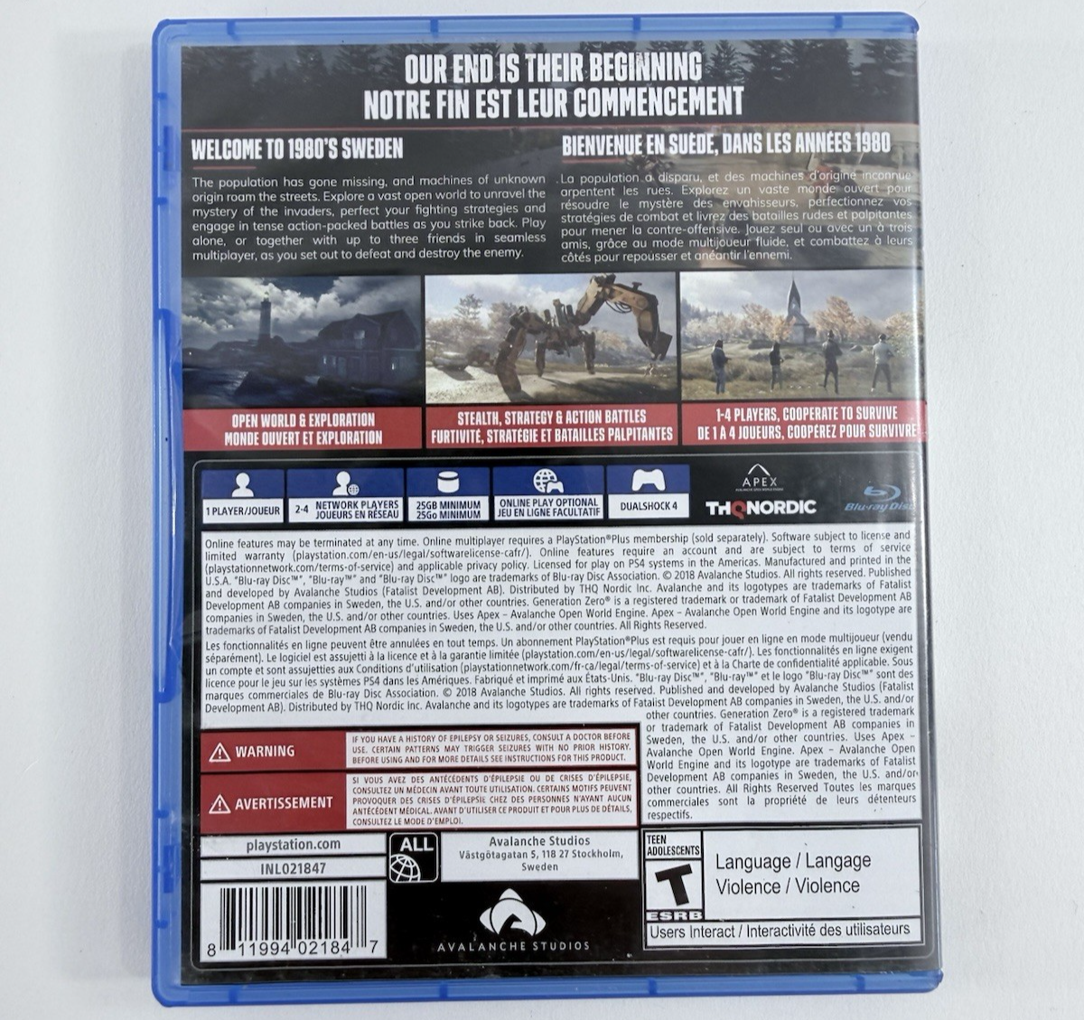 Generation Zero -- Standard Edition (PlayStation 4, 2019) Tested and Working