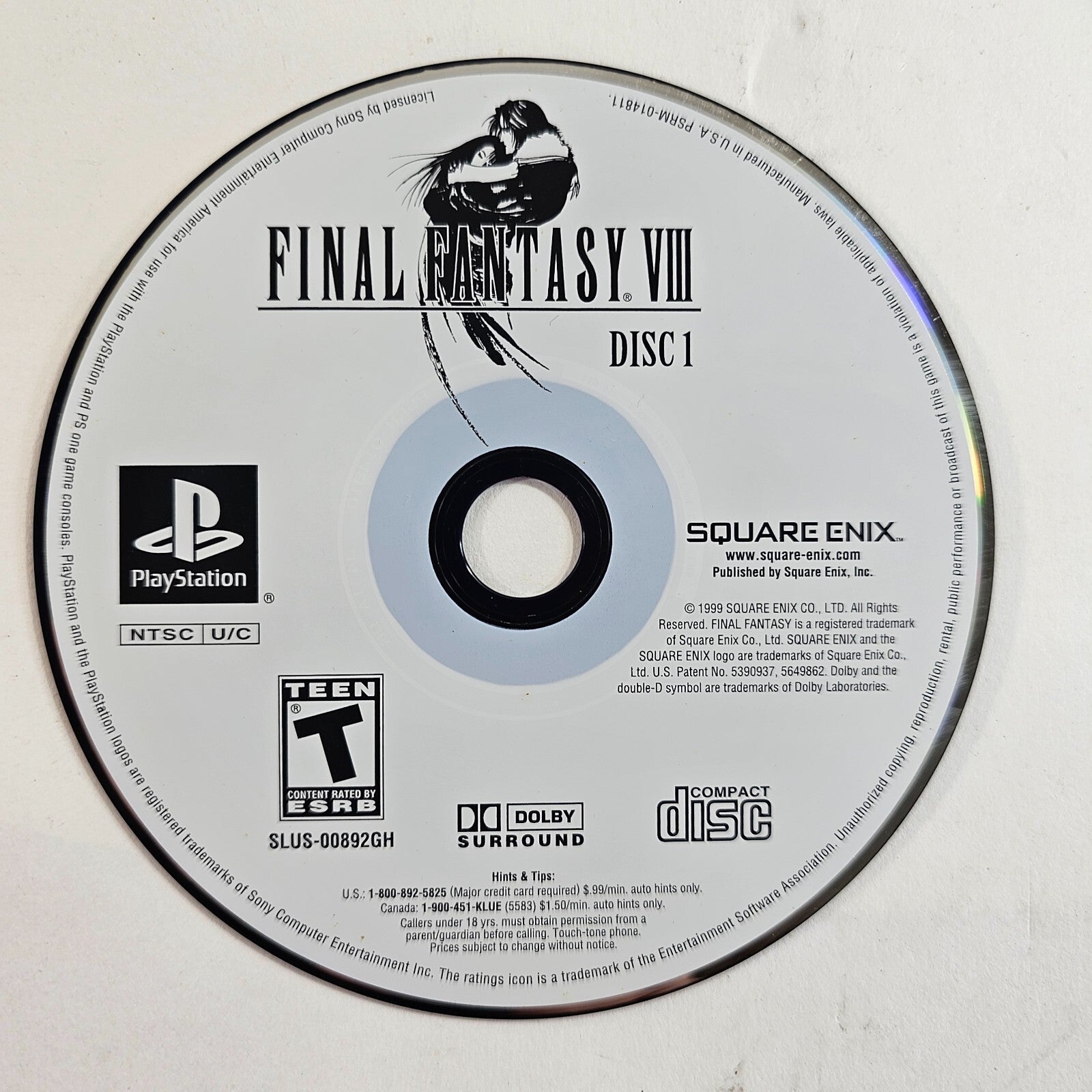 Final Fantasy VIII (PlayStation 1, 1999) Discs Case Manual Registration - Tested