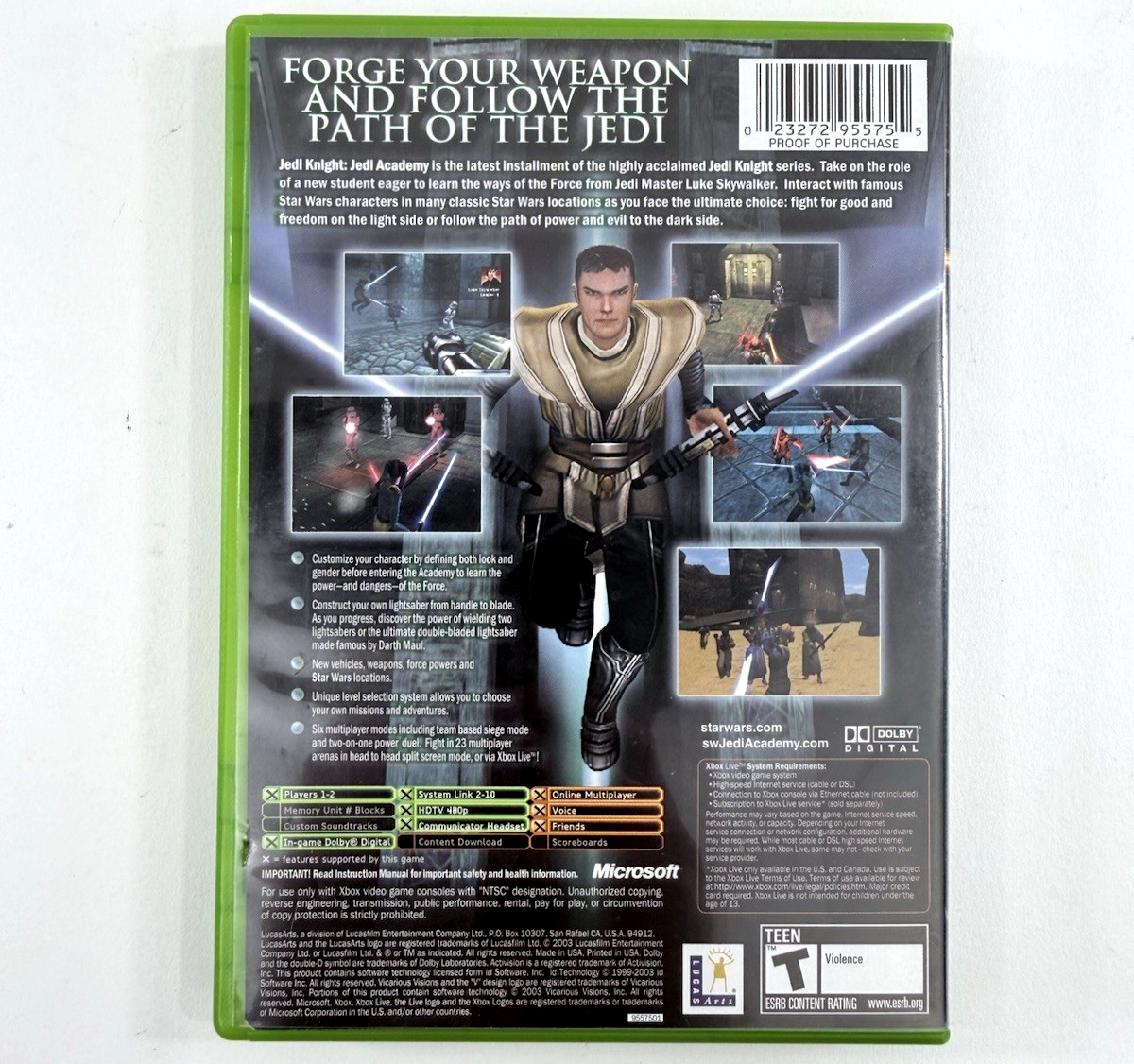 Star Wars Jedi Knight: Jedi Academy (Xbox, 2003) Game Case Manual Registration