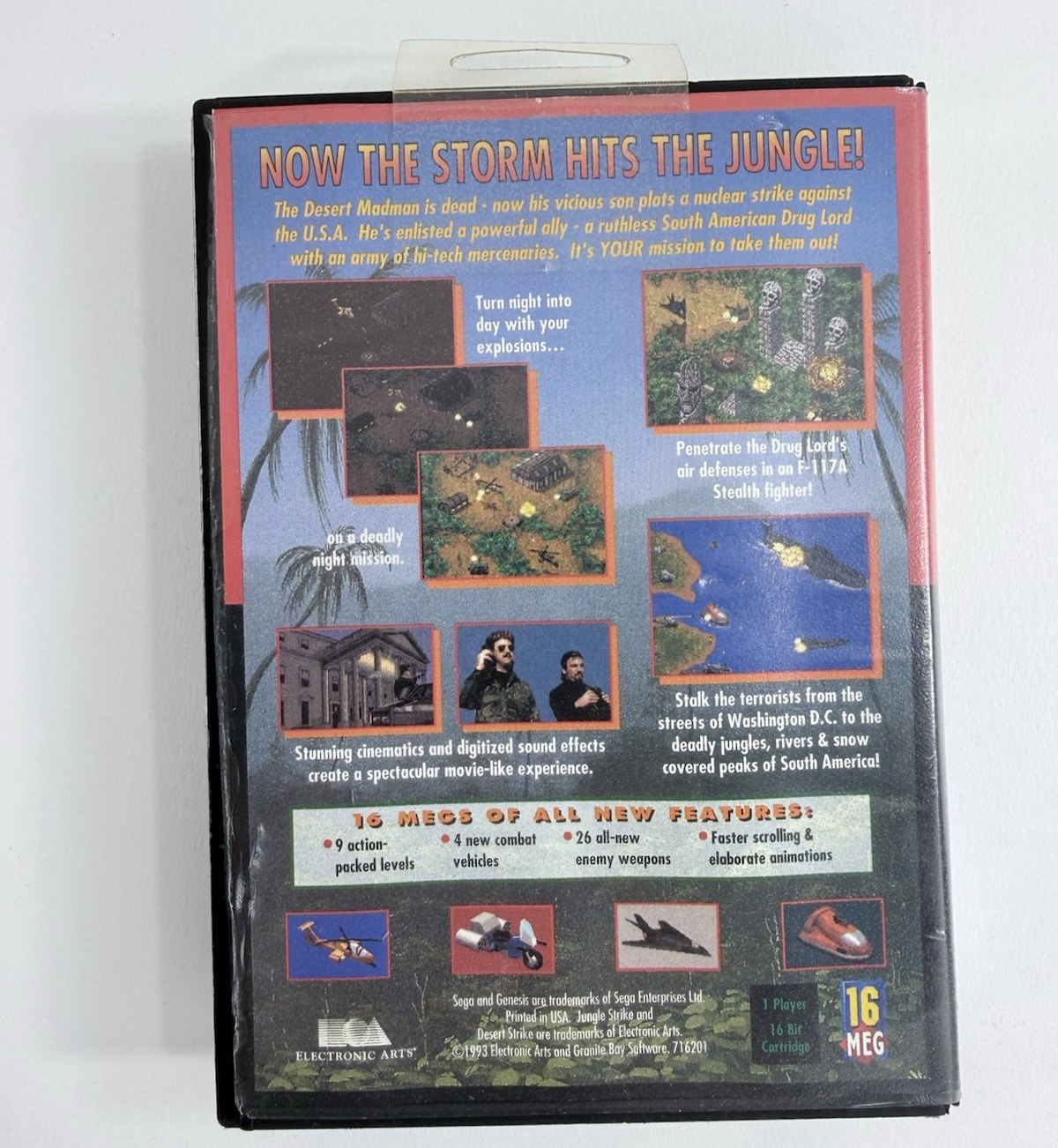 Jungle Strike (Sega Genesis, 1993) Game, Case, Manual, Insert - Tested