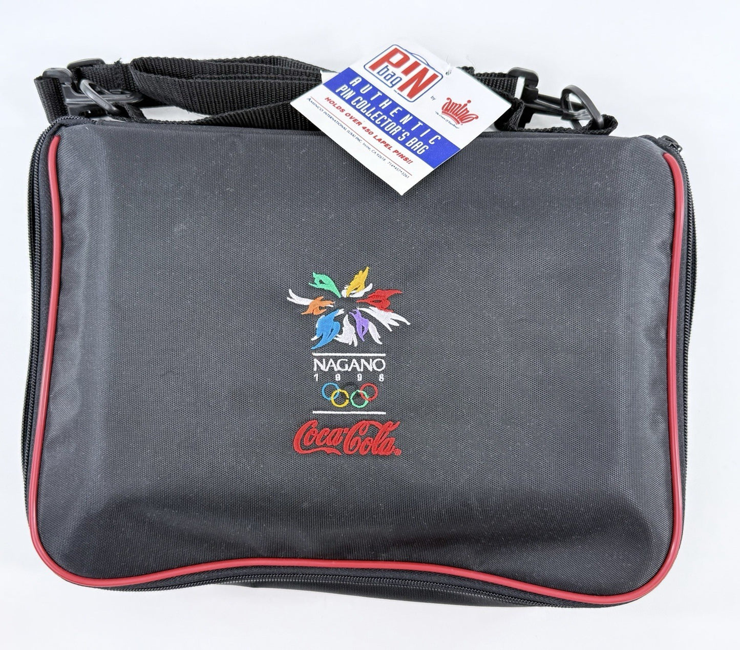 New Nagano 1998 Winter Olympics Official Pin Trading Bag w/Tag + Coca-Cola Pins