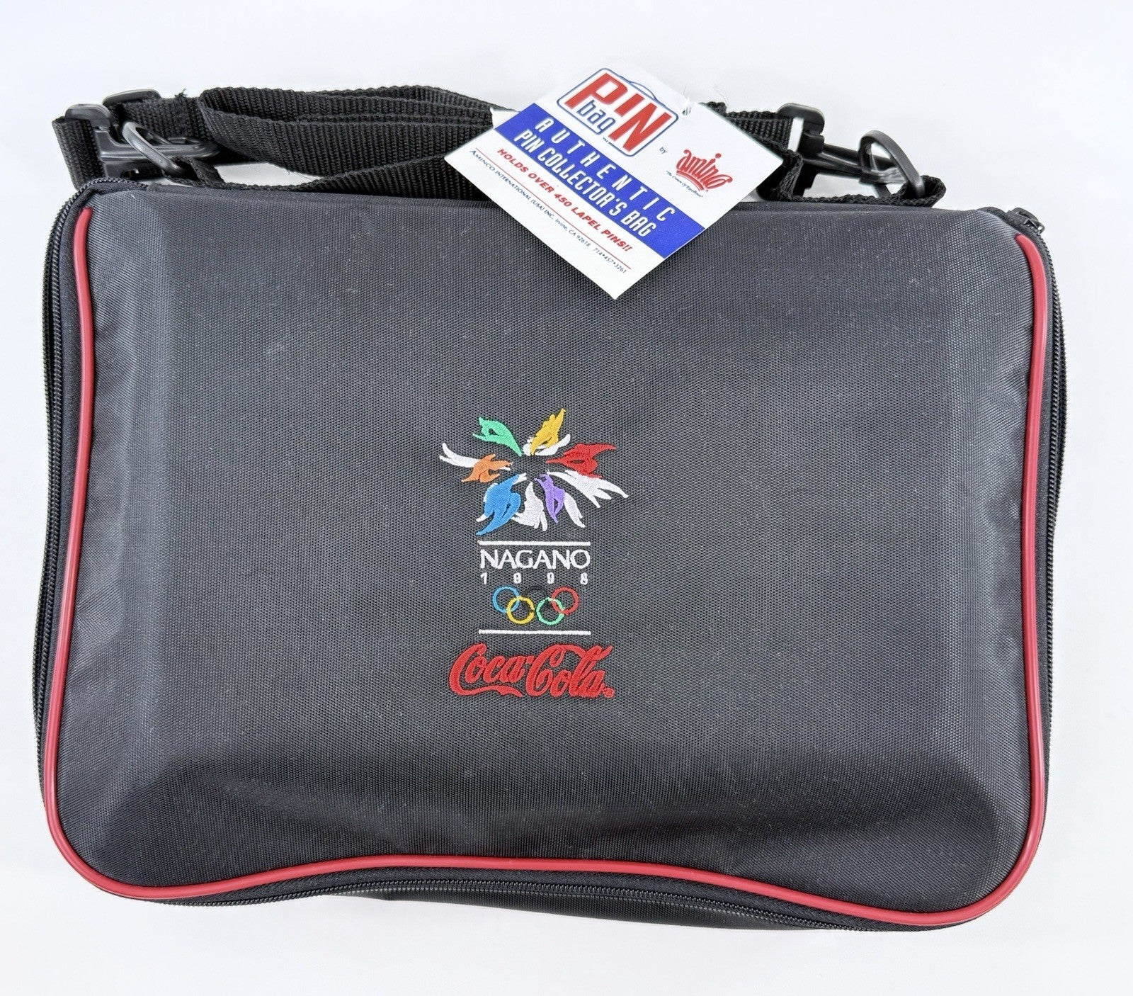New Nagano 1998 Winter Olympics Official Pin Trading Bag w/Tag + Coca-Cola Pins