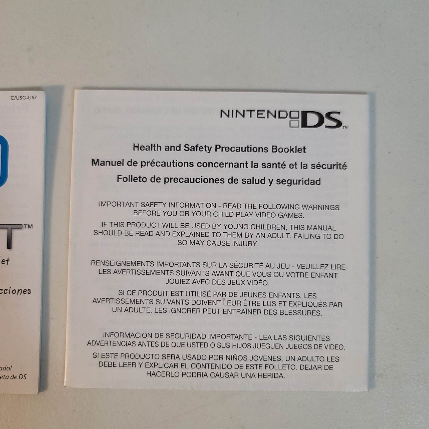 Pictochat (Nintendo DS) Manual and Precautions Booklet