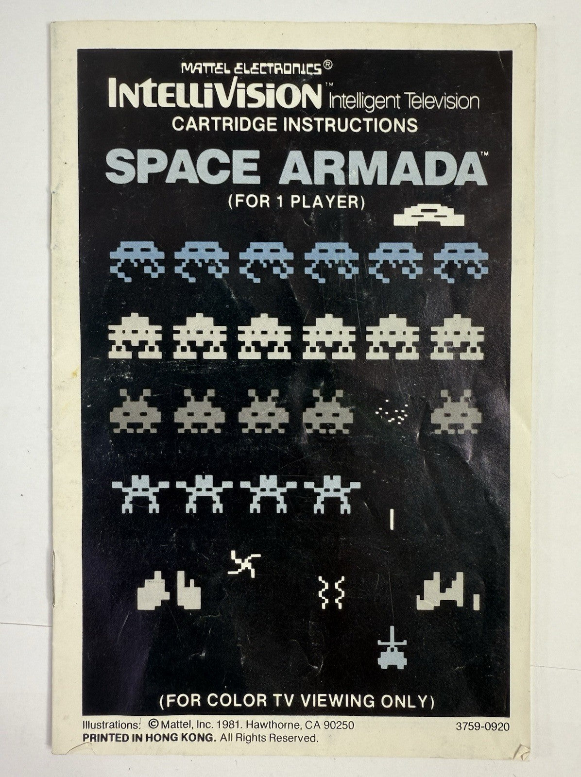 Space Armada (Intellivision, 1981) Game, Box, Manual, Overlays -Tested & Working