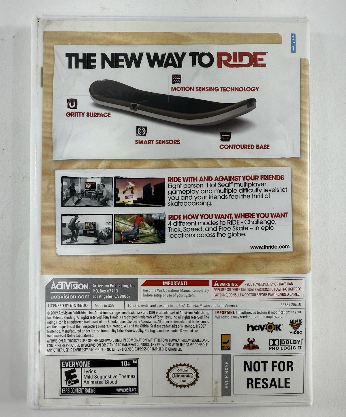Tony Hawk Ride (Nintendo Wii, 2009) Game, Case, Manual - Tested