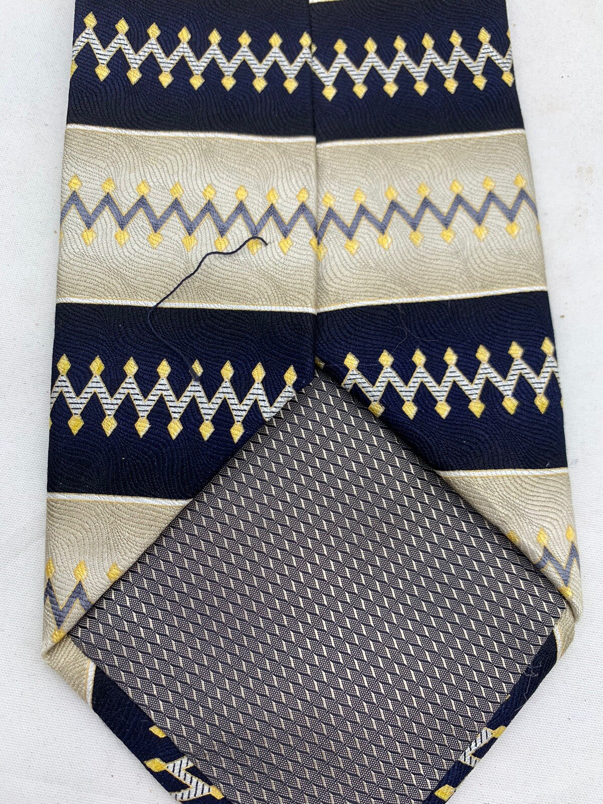 DiMoggio Navy Blue Silver Gold 62” Men’s Geometric Tie