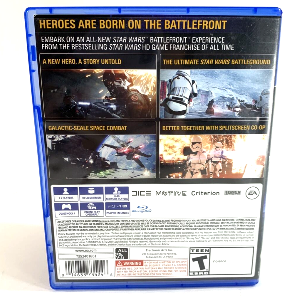 Star Wars Battlefront II (Sony PlayStation 4, 2017) Game Case Insert - Tested