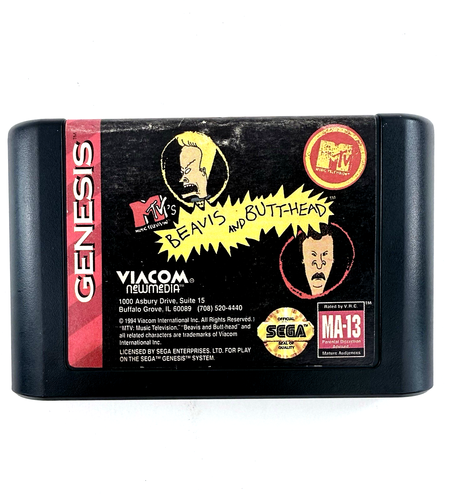 MTV's Beavis and Butt-Head (Sega Genesis, 1994) Game Cartridge- Tested