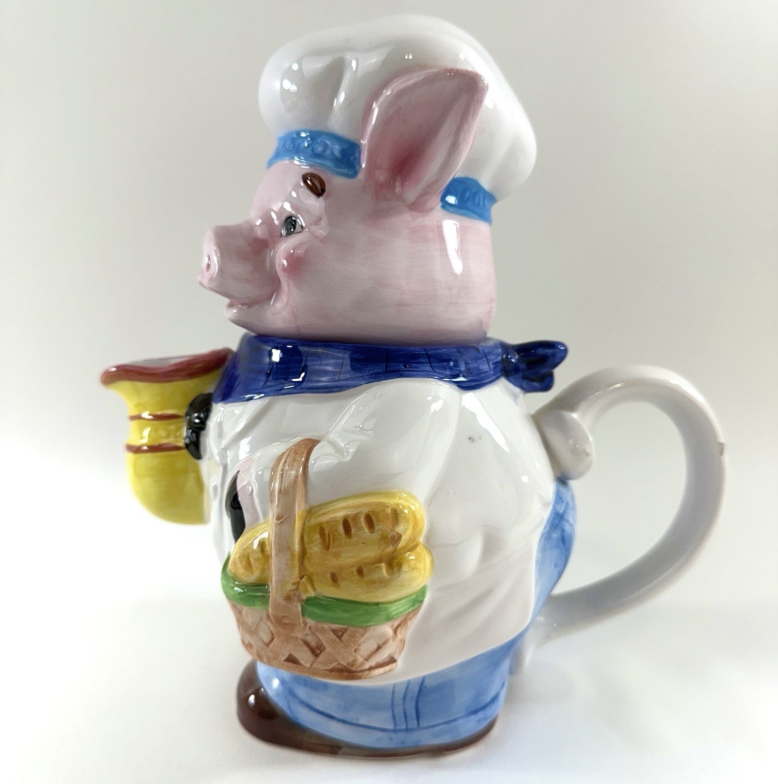 Midwest Of Cannon Falls 1990s Decorative Ceramic Chef Pig Tea Pot HD-102879