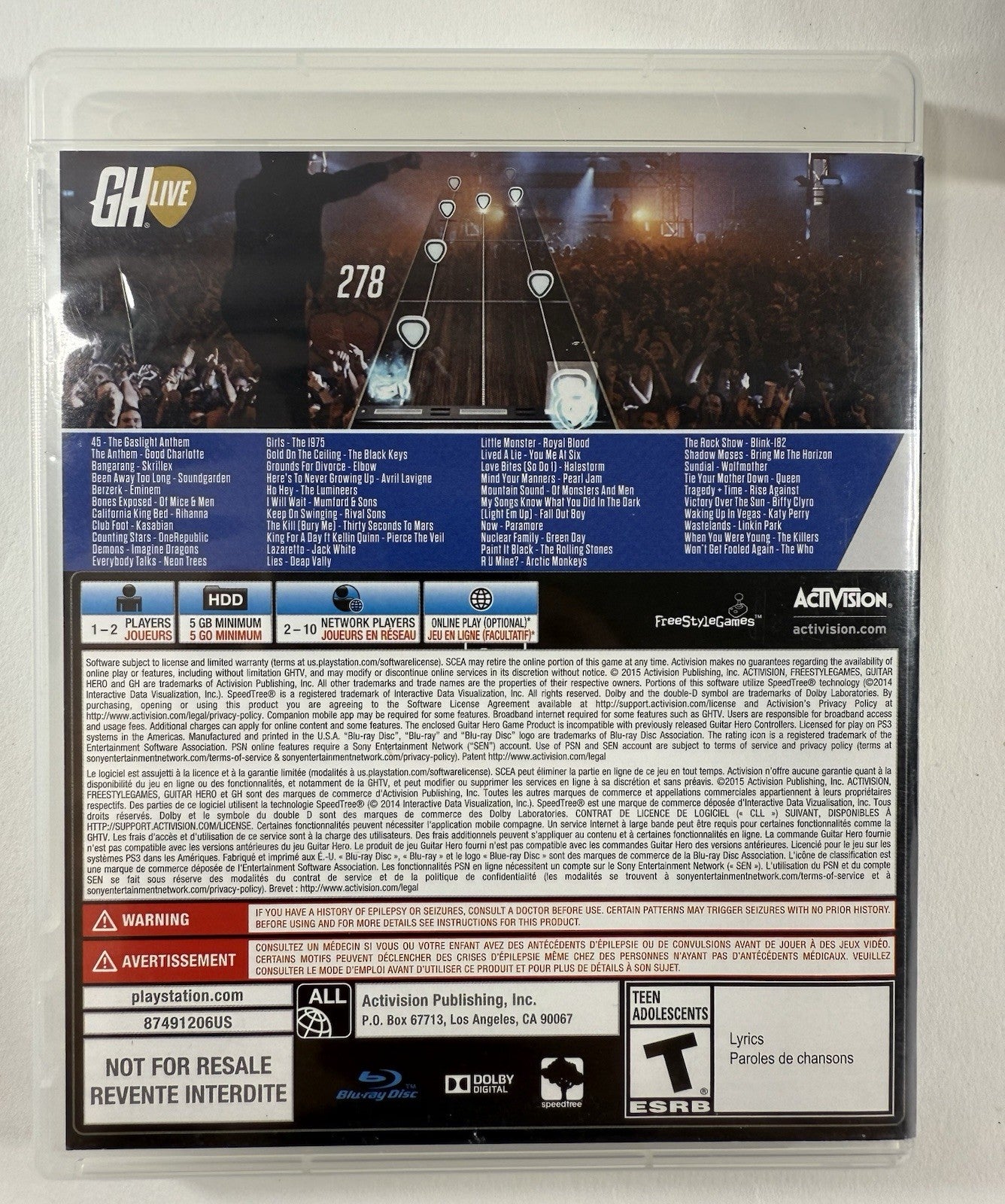 Guitar Hero Live (Sony PlayStation 3, 2015) Game, Case, Guitar, Dongle - Tested