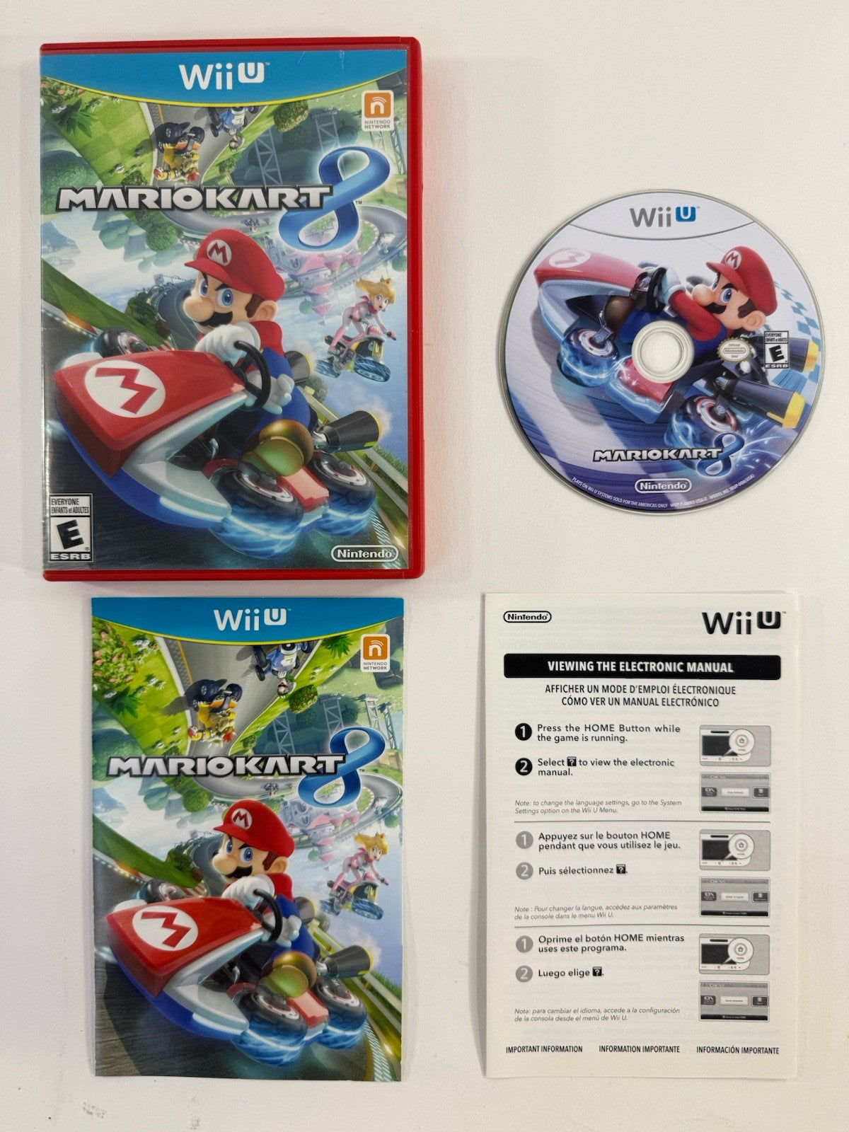 Mario Kart 8 (Nintendo Wii U, 2014) Game Case Manual Insert - Tested and Working