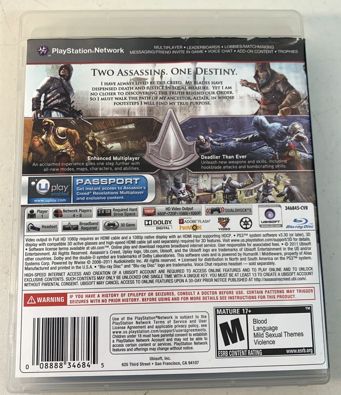 Assassin's Creed: Revelations (PlayStation 3, 2011) Game Case Manual Insert