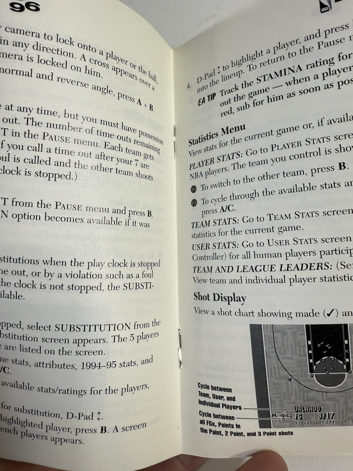 NBA Live 96 (Sega Genesis, 1995) Game Case Manual Inserts Registration - Tested