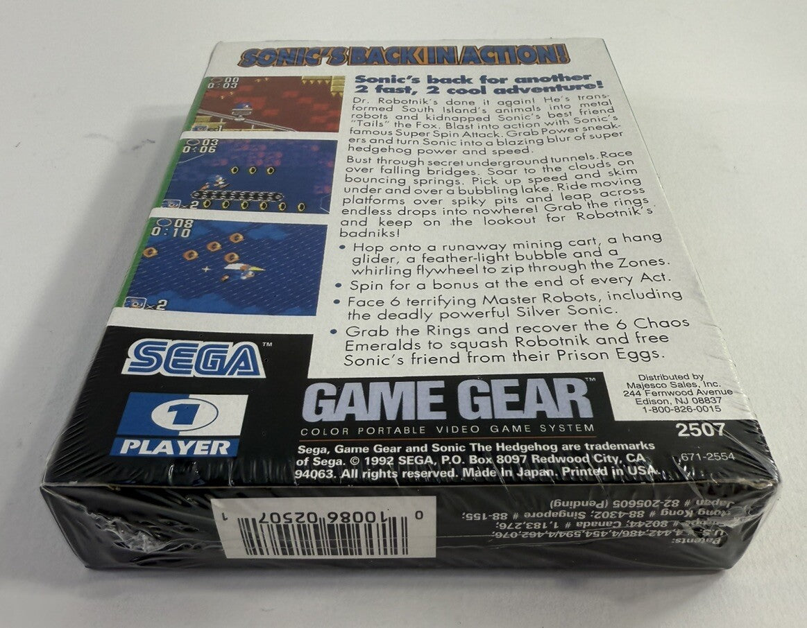 Sonic the Hedgehog 2 (Sega Game Gear, 1992) New, Factory Sealed