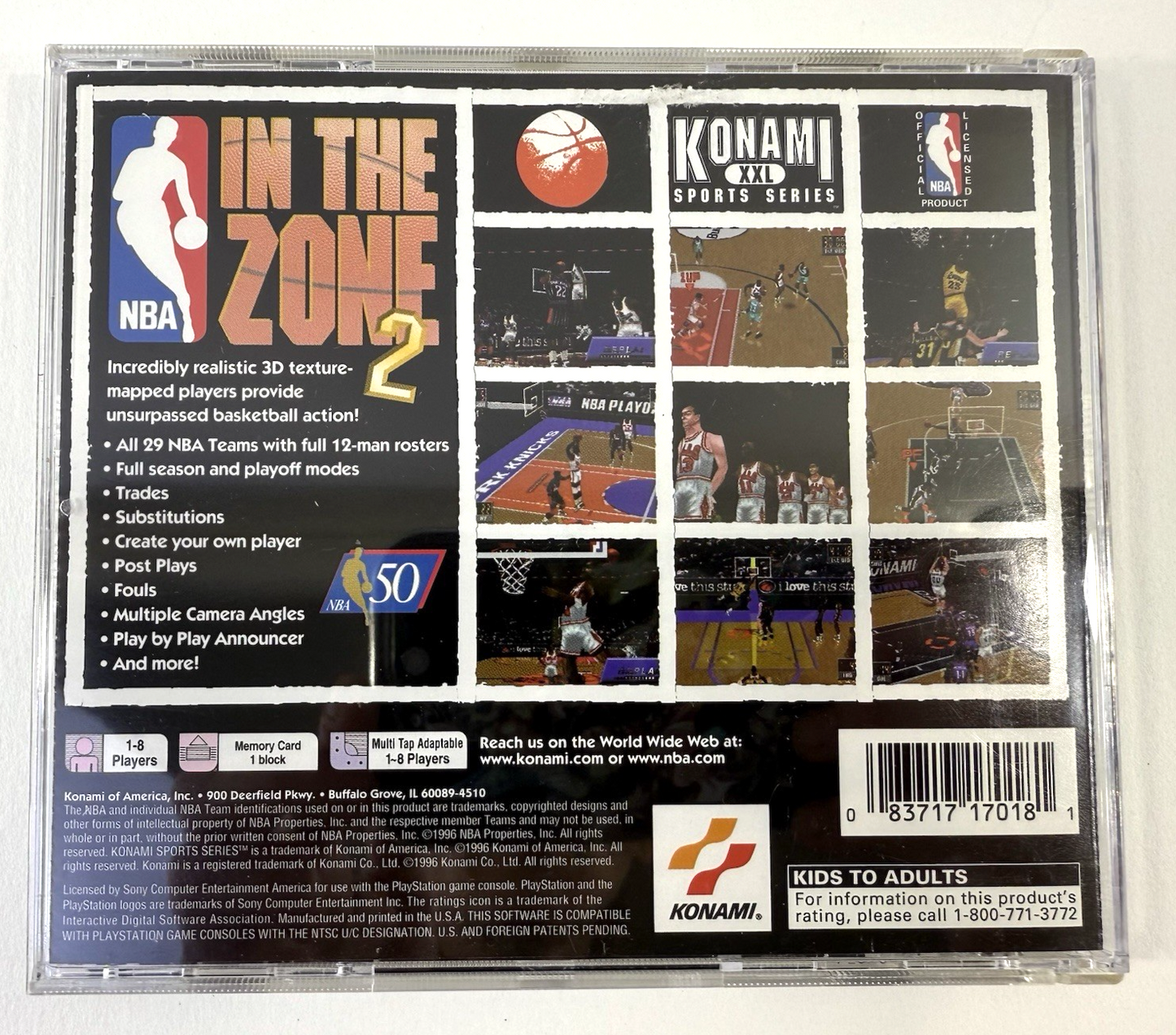 NBA: In the Zone 2 (Sony PlayStation 1, 1996) Game Case Manual Registration Card