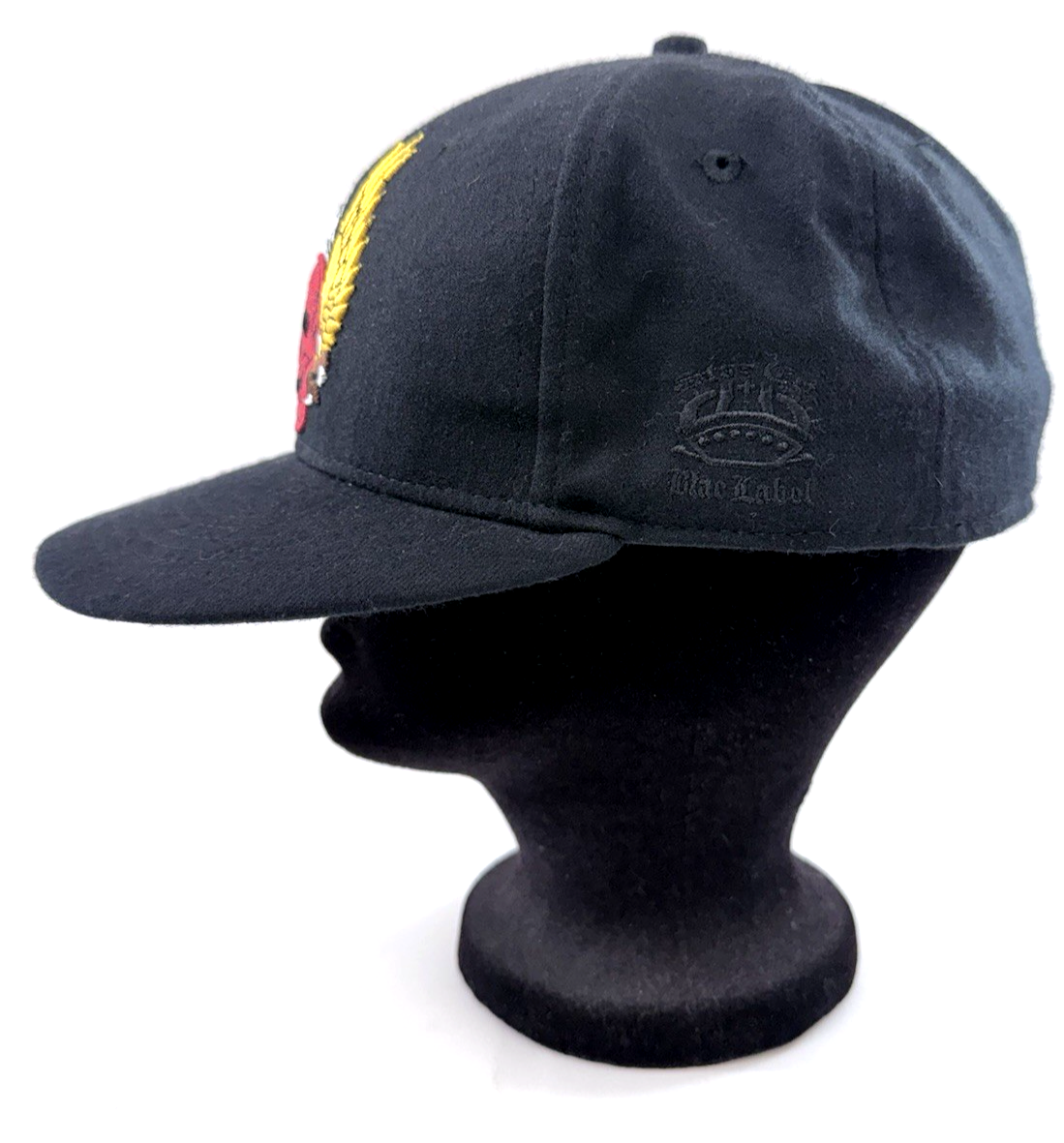 Blac Label Premium Skull Eagle 7 3/8 Black Embroidered Streetwear Fitted Cap