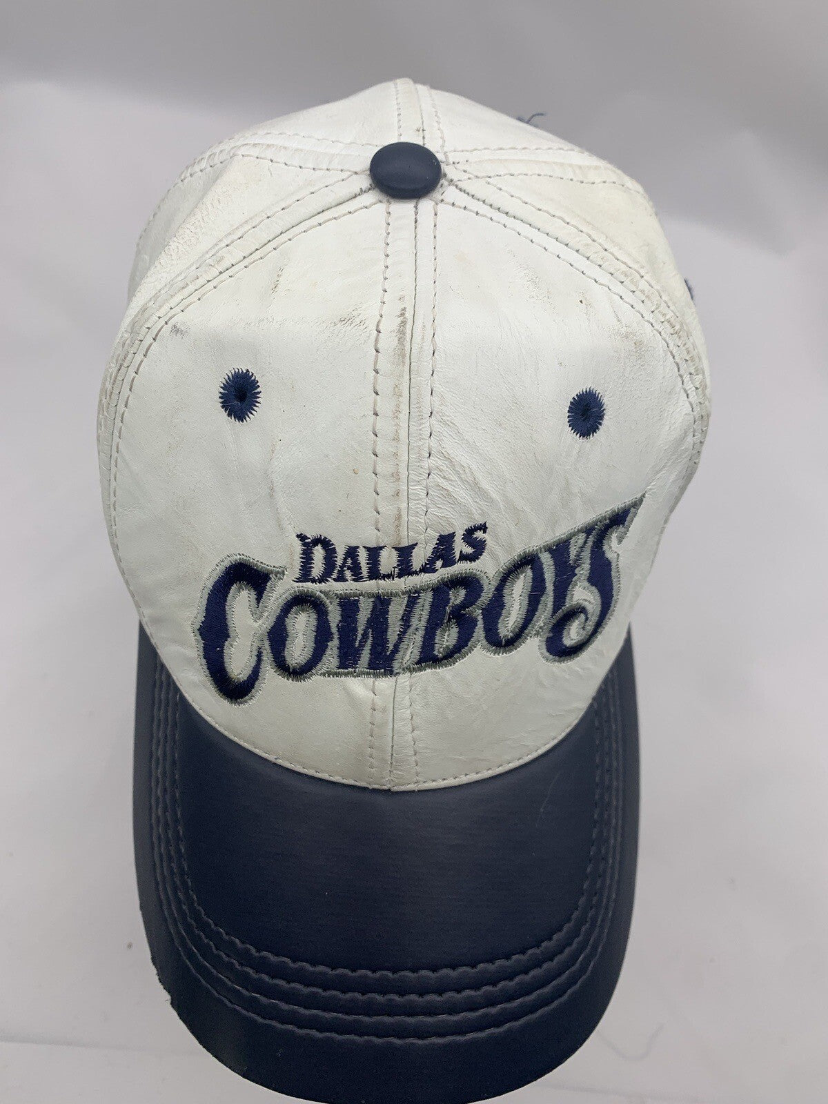 Vintage Dallas Cowboys Logo NFL  "GENUINE  LEATHER"   Snapback Hat Cap 1990's