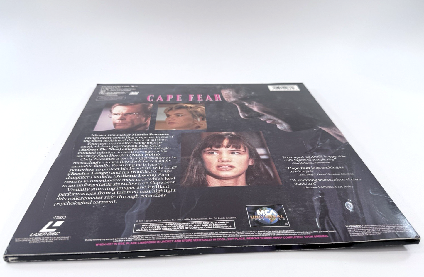Cape Fear (Extended Letterboxed Edition Laserdisc, 1992)  - Tested And Working