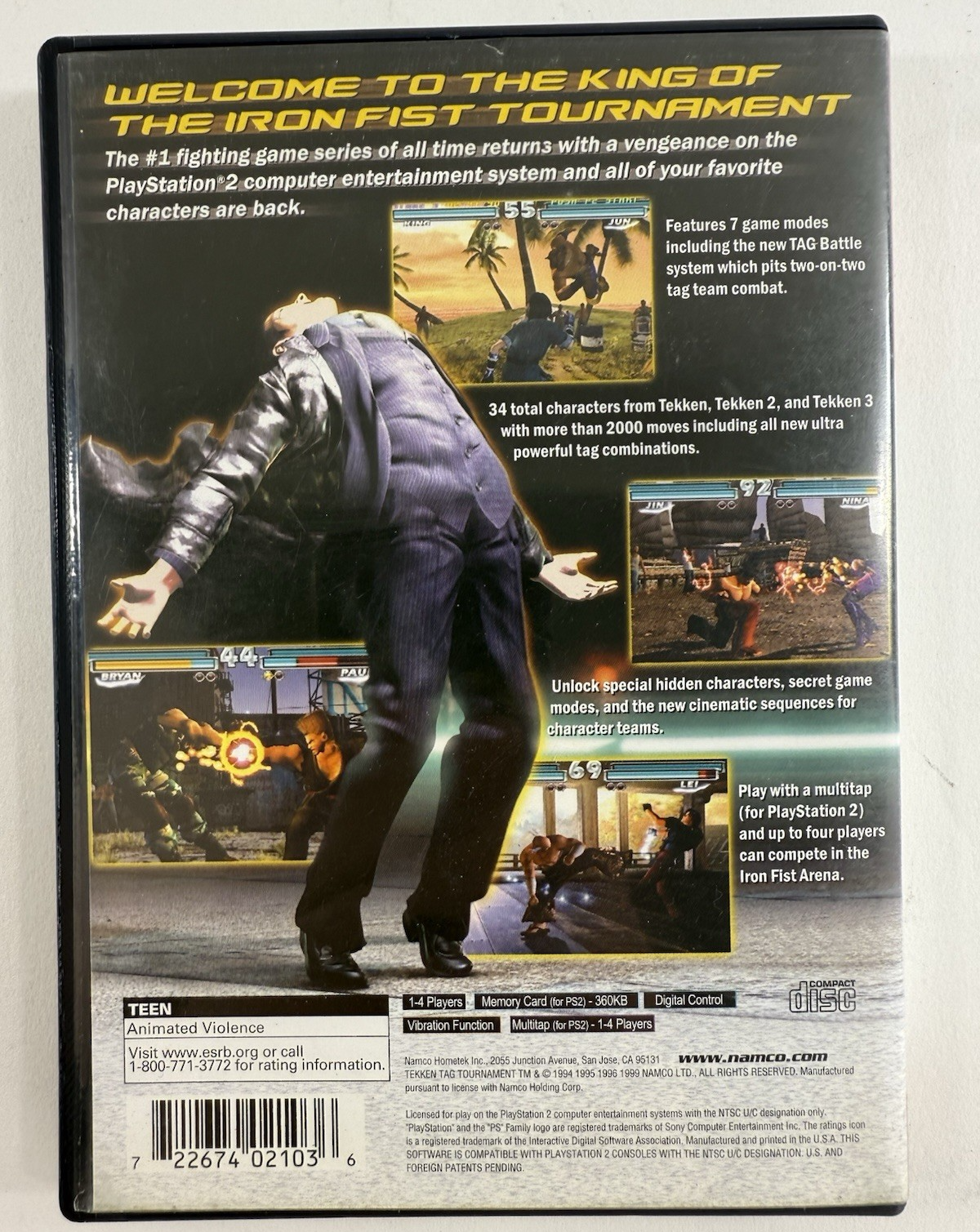 Tekken Tag Tournament Greatest Hits (Sony PlayStation 2, 2002) Game and Case