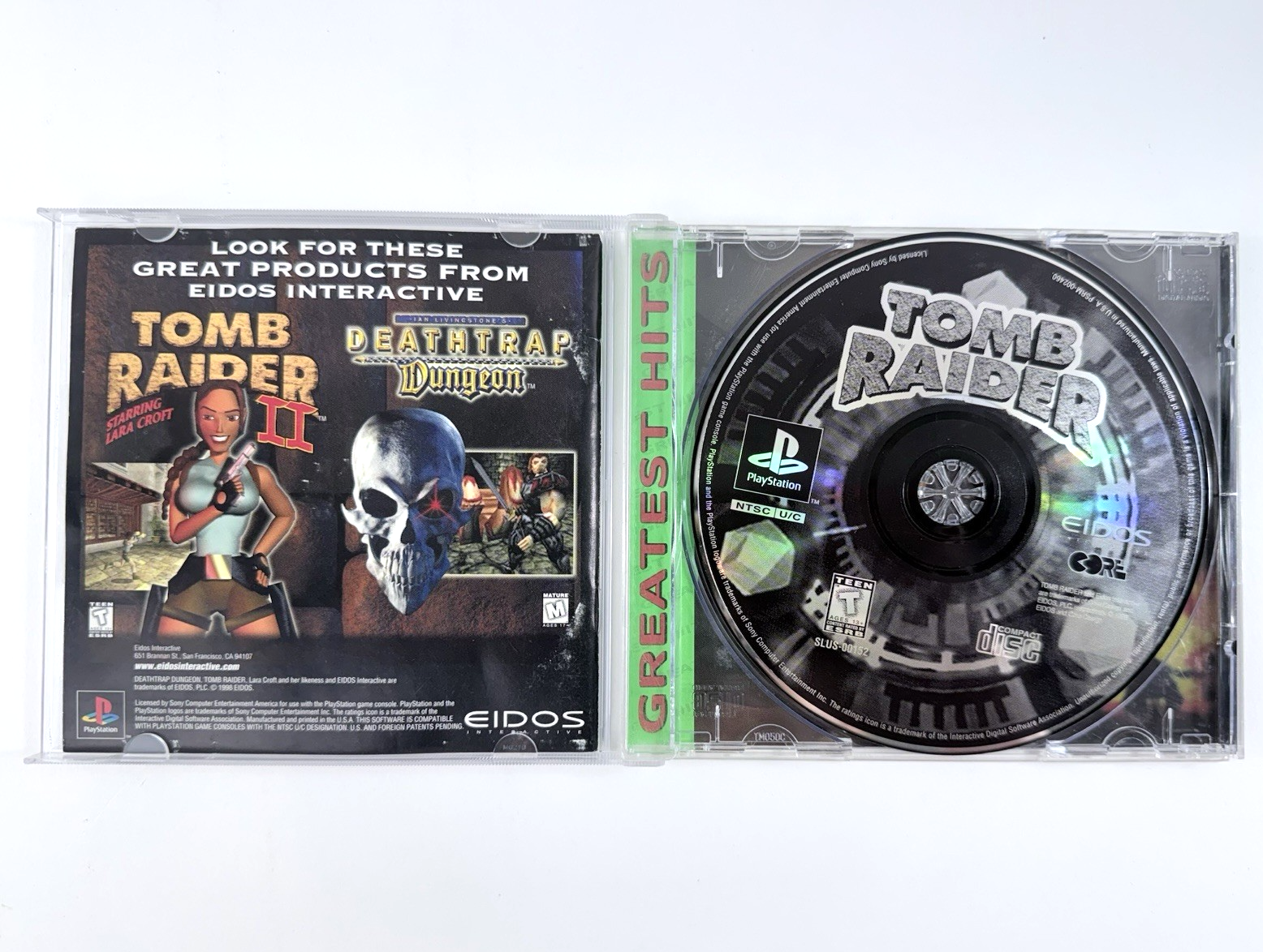 Tomb Raider (Sony PlayStation, 1996) - Game Case Manual Registration - Tested