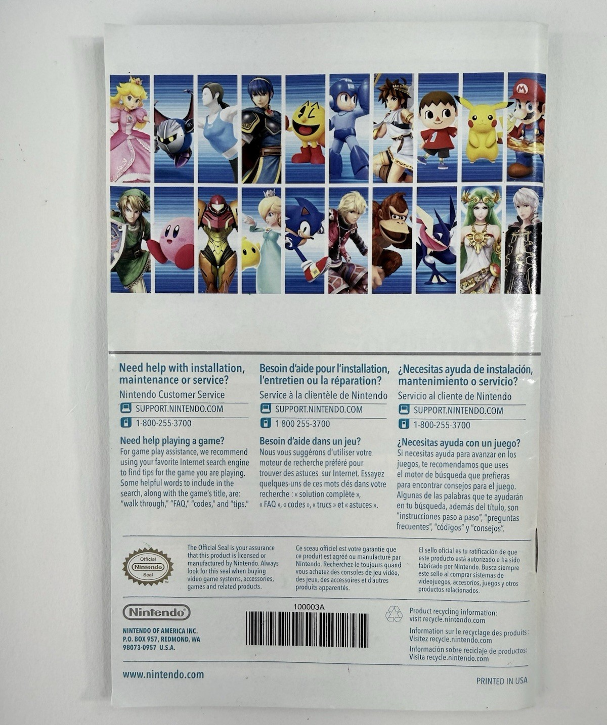 Super Smash Bros. (Wii U, 2014) Game Case & Manual - Tested And Working