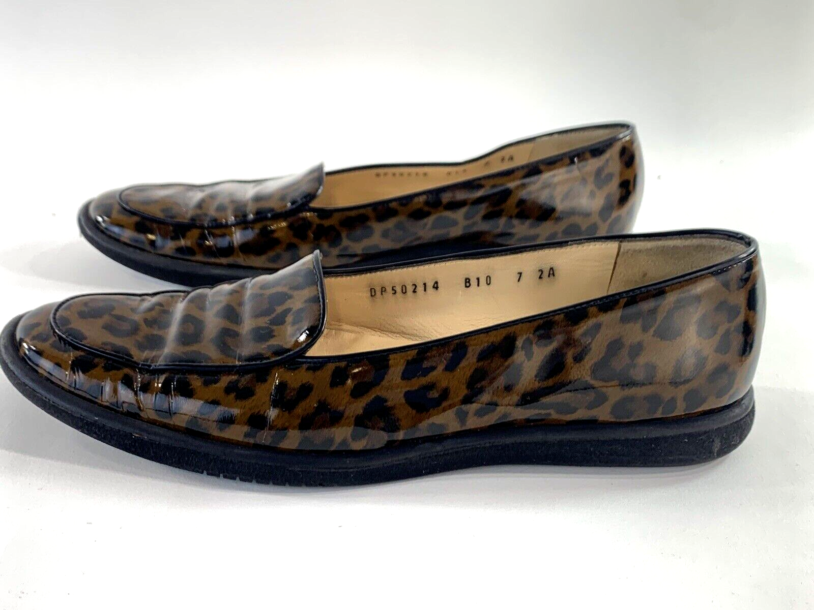 Salvatore Ferragamo Cognac Size 7 AA Leopard Print Brown Patent Leather Flats